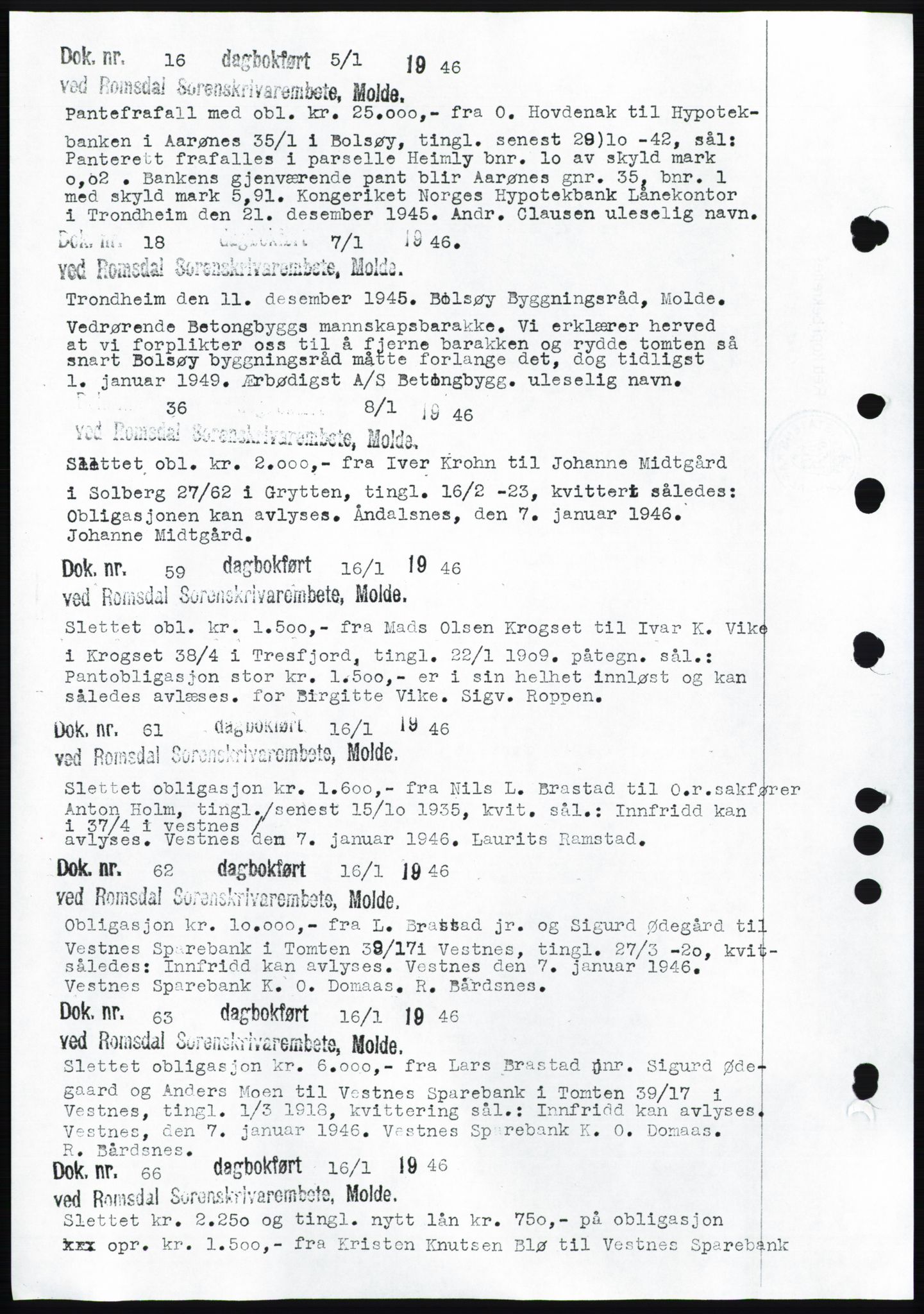 Romsdal sorenskriveri, AV/SAT-A-4149/1/2/2C: Pantebok nr. C1b, 1946-1949, Tingl.dato: 05.01.1946