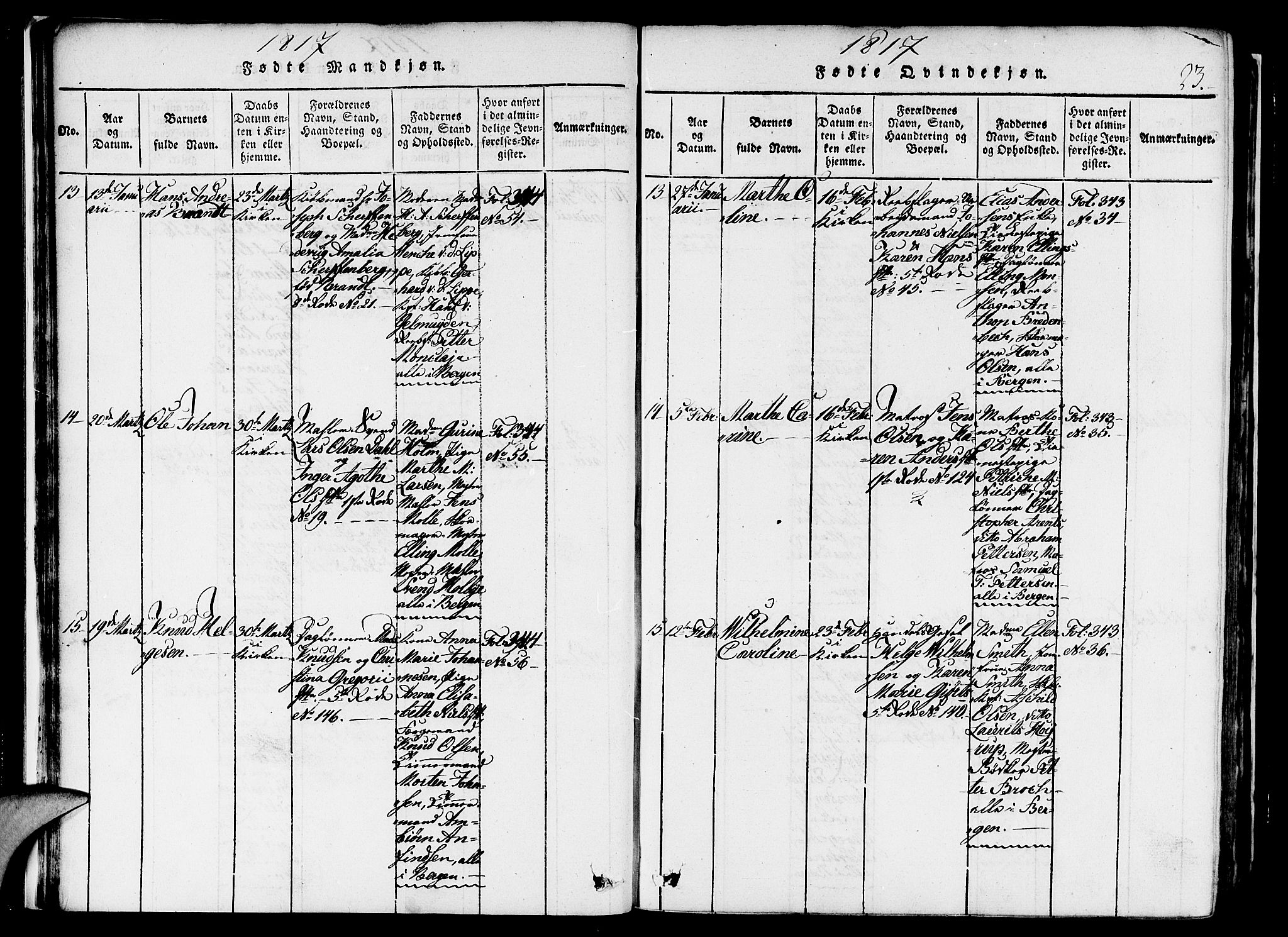 Nykirken Sokneprestembete, AV/SAB-A-77101/H/Haa/L0011: Ministerialbok nr. A 11, 1816-1821, s. 23