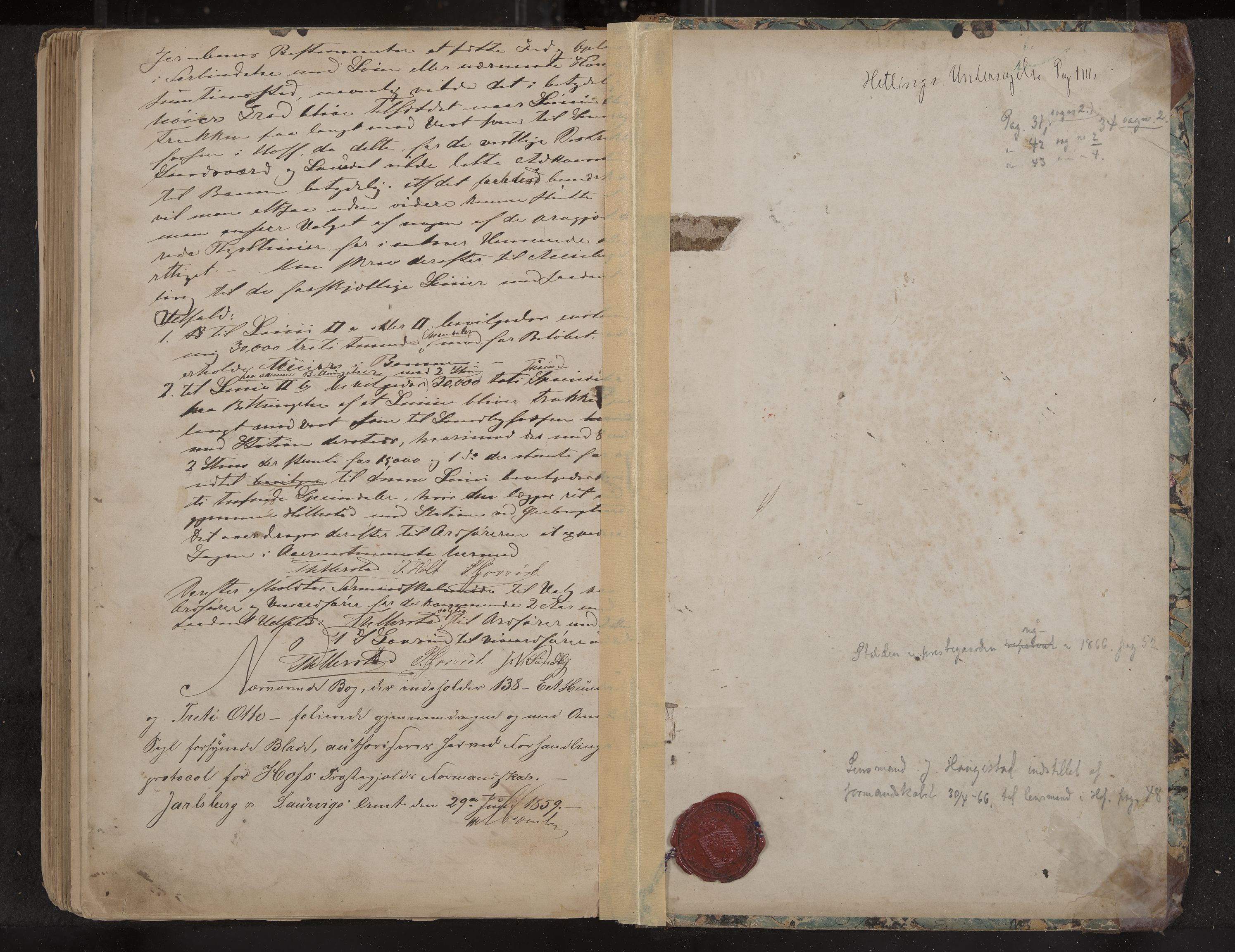 Hof formannskap og sentraladministrasjon, IKAK/0714021-1/A/Aa/L0002: Møtebok med register, 1859-1873