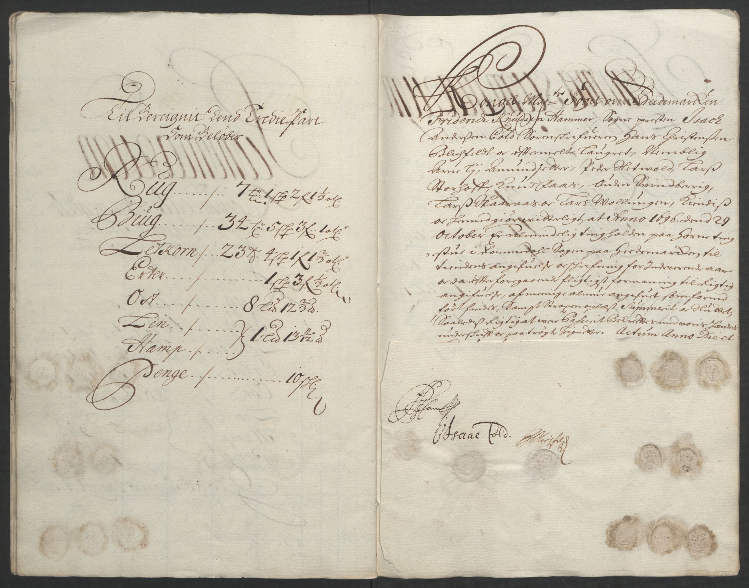 Rentekammeret inntil 1814, Reviderte regnskaper, Fogderegnskap, AV/RA-EA-4092/R16/L1036: Fogderegnskap Hedmark, 1695-1696, s. 318