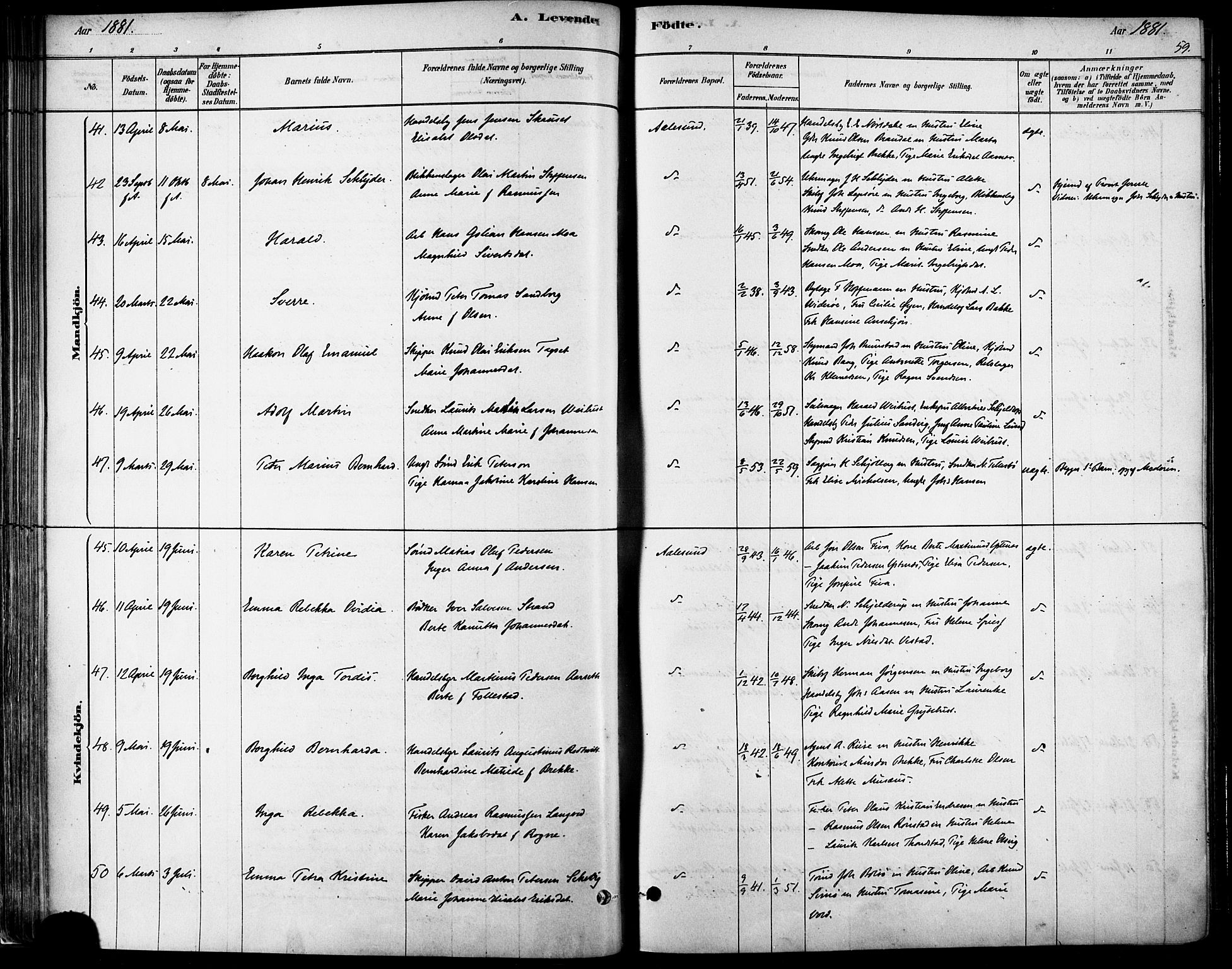 Ministerialprotokoller, klokkerbøker og fødselsregistre - Møre og Romsdal, SAT/A-1454/529/L0454: Ministerialbok nr. 529A04, 1878-1885, s. 59