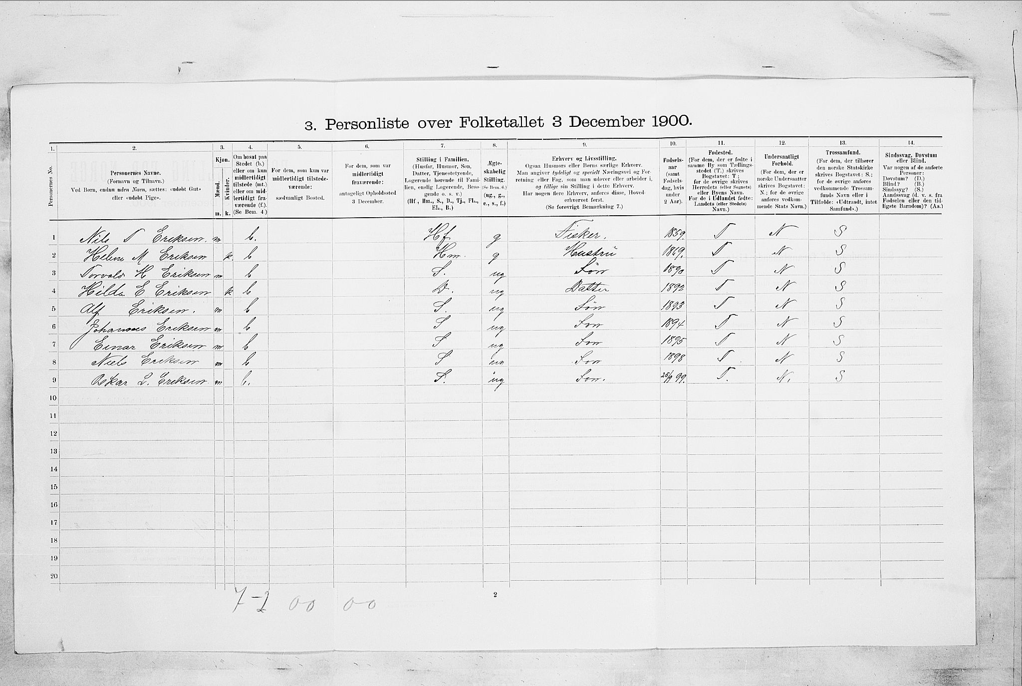 RA, Folketelling 1900 for 0707 Larvik kjøpstad, 1900, s. 7154