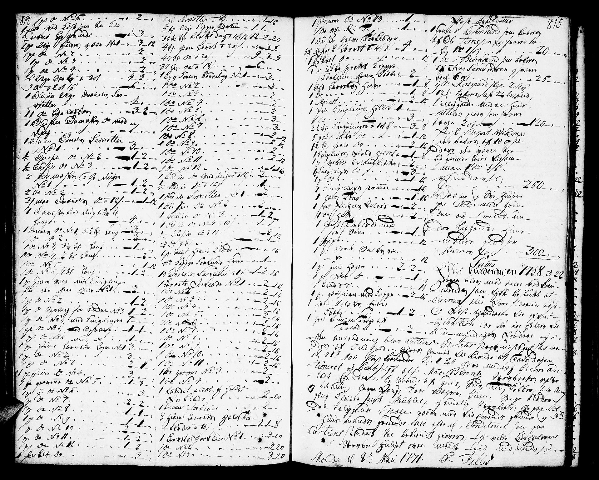 Molde byfogd, AV/SAT-A-0025/3/3Aa/L0002: Skifteprotokoll, 1768-1787, s. 814-815