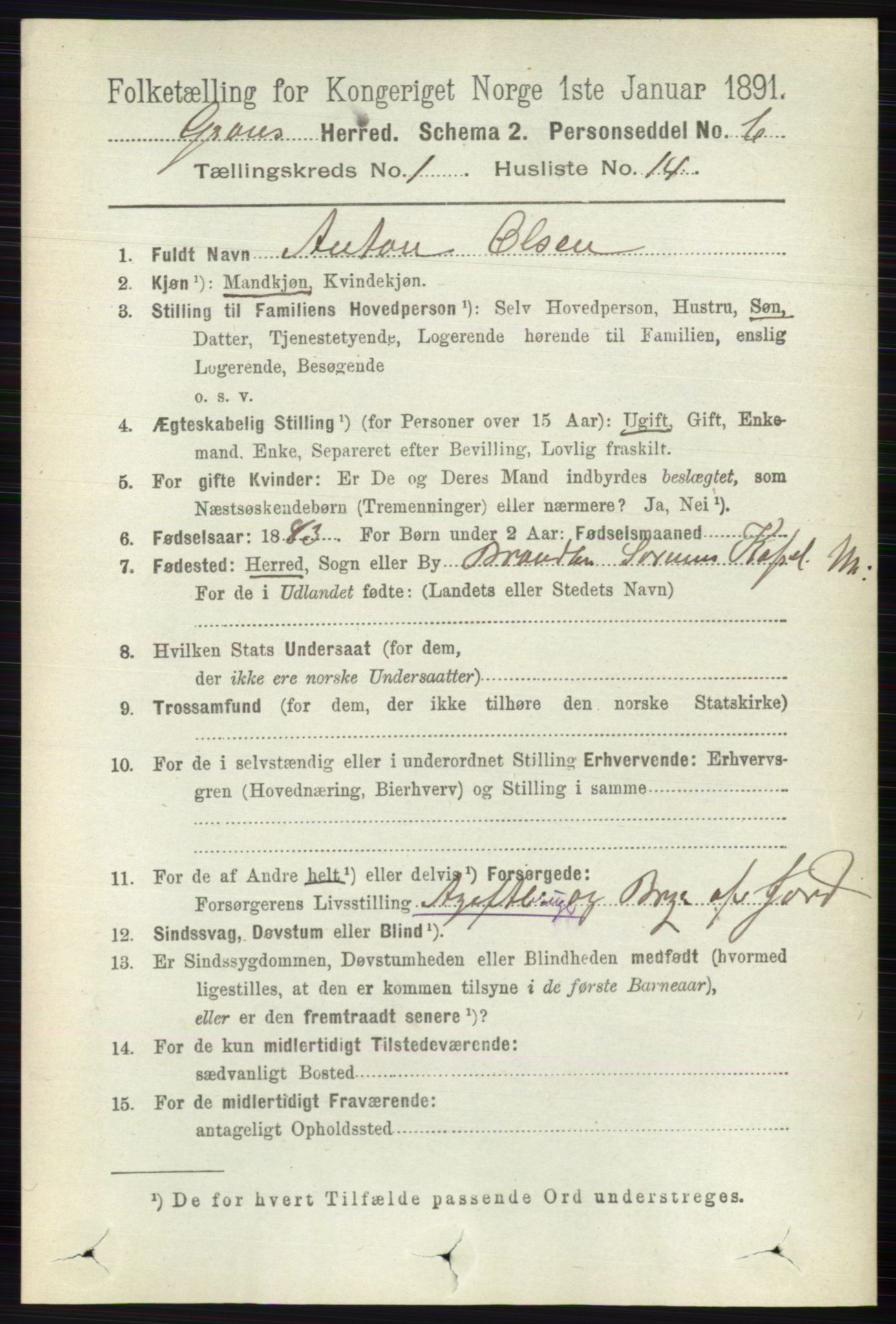 RA, Folketelling 1891 for 0534 Gran herred, 1891, s. 150