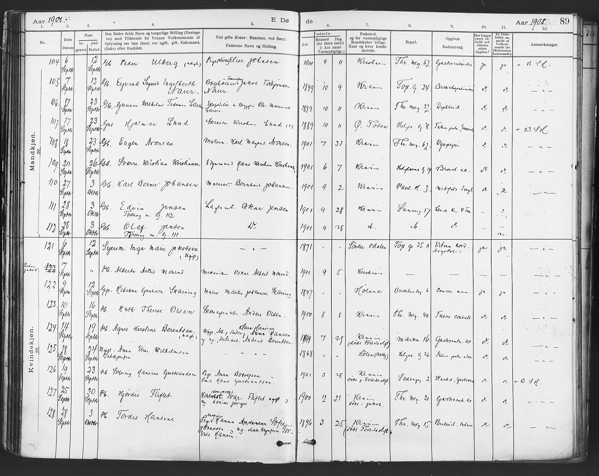 Paulus prestekontor Kirkebøker, AV/SAO-A-10871/F/Fa/L0012: Ministerialbok nr. 12, 1897-1908, s. 89