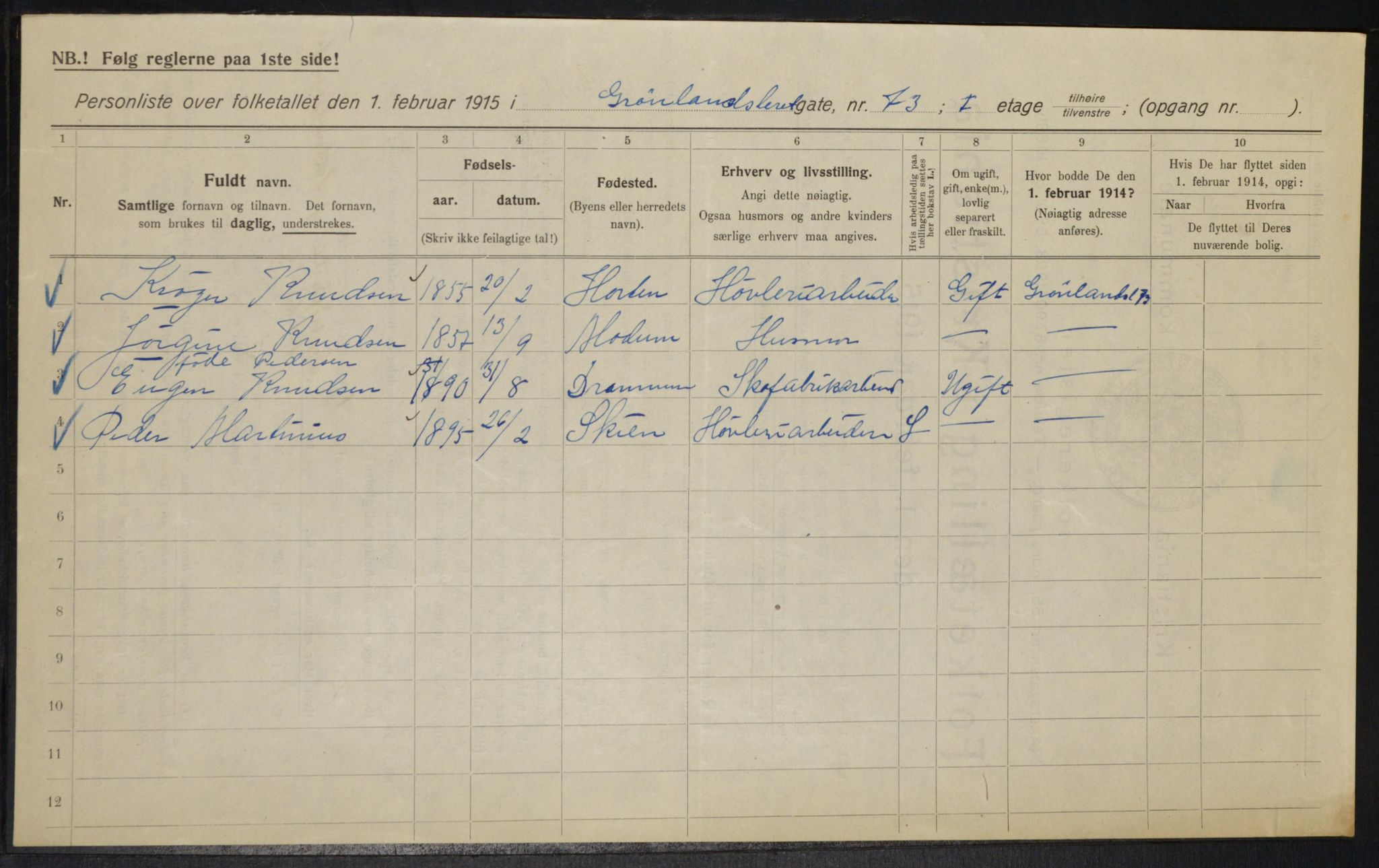 OBA, Kommunal folketelling 1.2.1915 for Kristiania, 1915, s. 31858