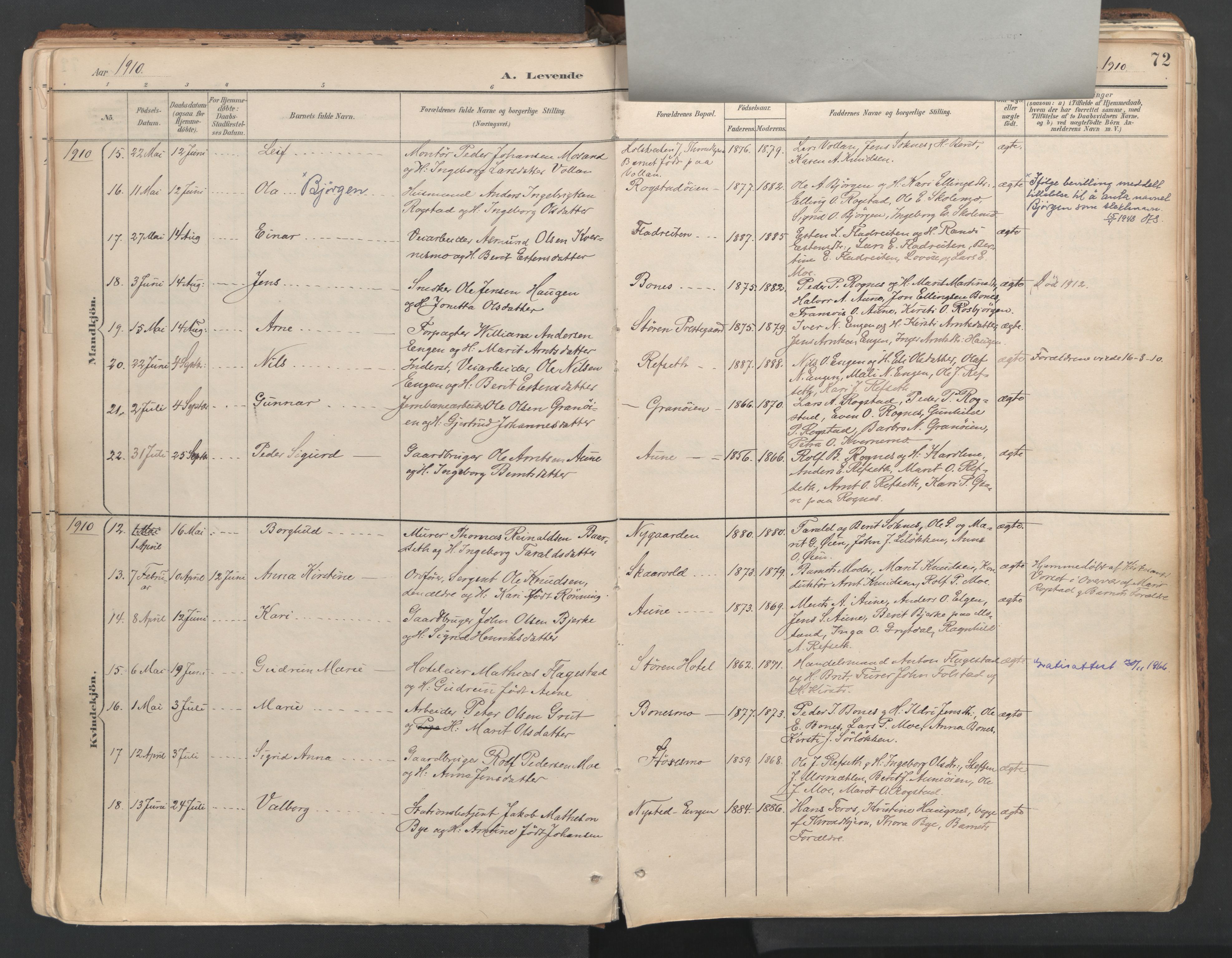 Ministerialprotokoller, klokkerbøker og fødselsregistre - Sør-Trøndelag, AV/SAT-A-1456/687/L1004: Ministerialbok nr. 687A10, 1891-1923, s. 72