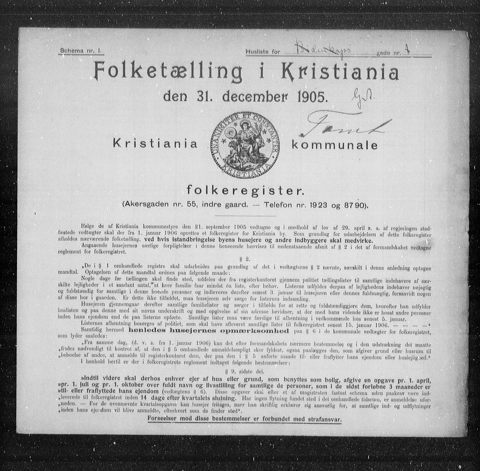 OBA, Kommunal folketelling 31.12.1905 for Kristiania kjøpstad, 1905, s. 2296