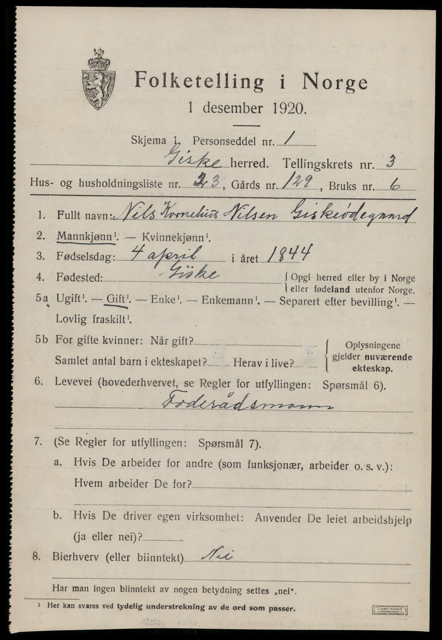 SAT, Folketelling 1920 for 1532 Giske herred, 1920, s. 1696