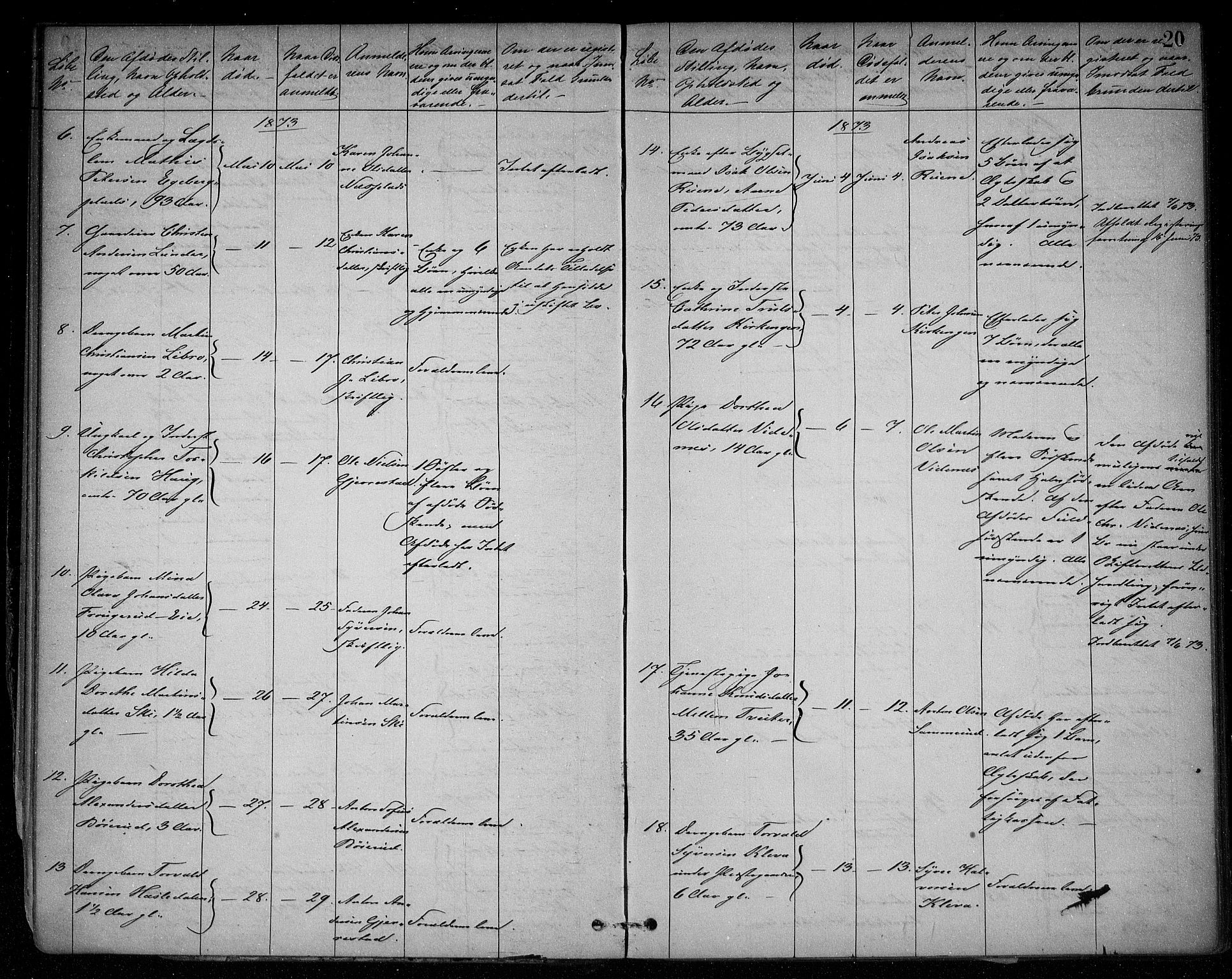 Skiptvet lensmannskontor, SAO/A-10080/H/Ha/L0002: Dødsanmeldelsesprotokoll, 1868-1896, s. 19b-20a