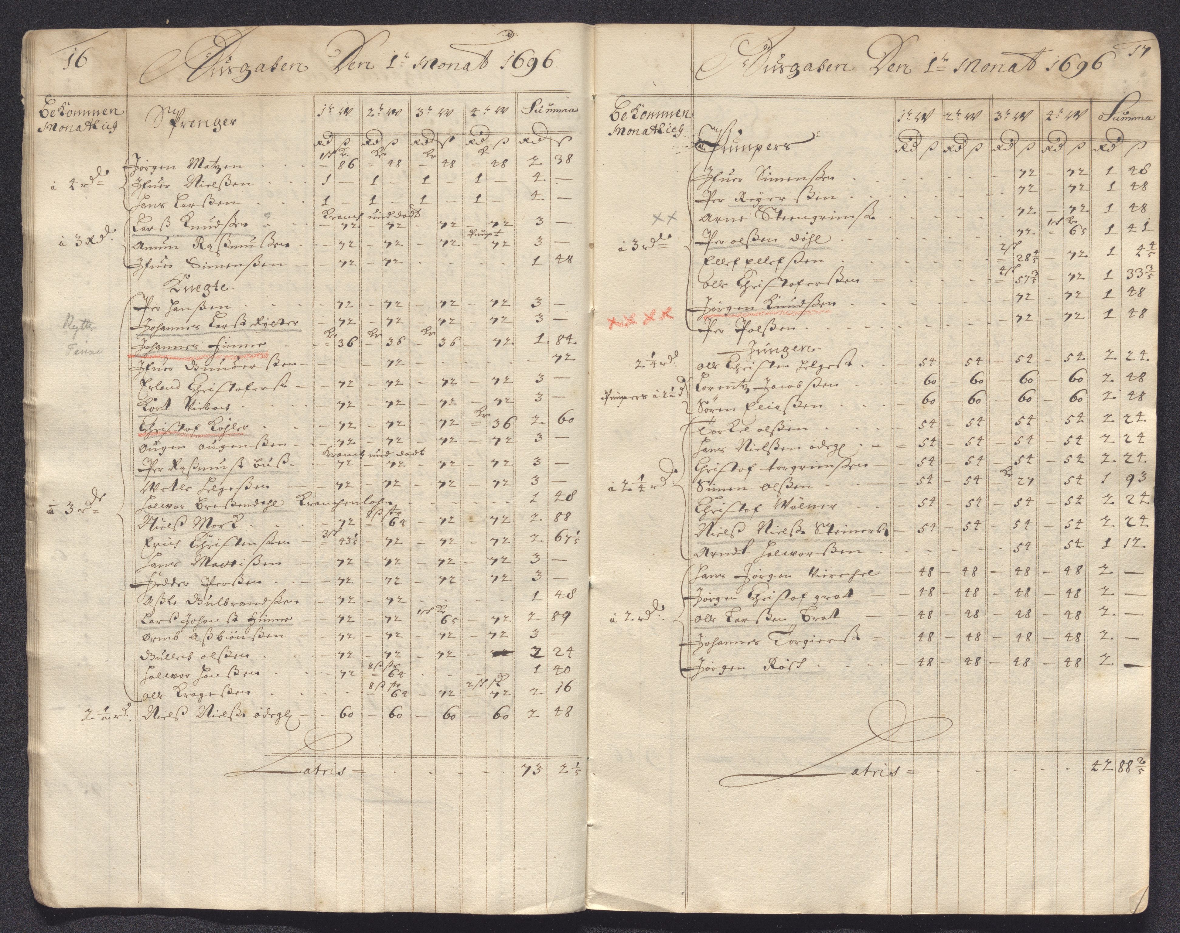Kongsberg Sølvverk 1623-1816, AV/SAKO-EA-3135/001/D/Dc/Dcd/L0071: Utgiftsregnskap for gruver m.m. , 1696-1697, s. 10