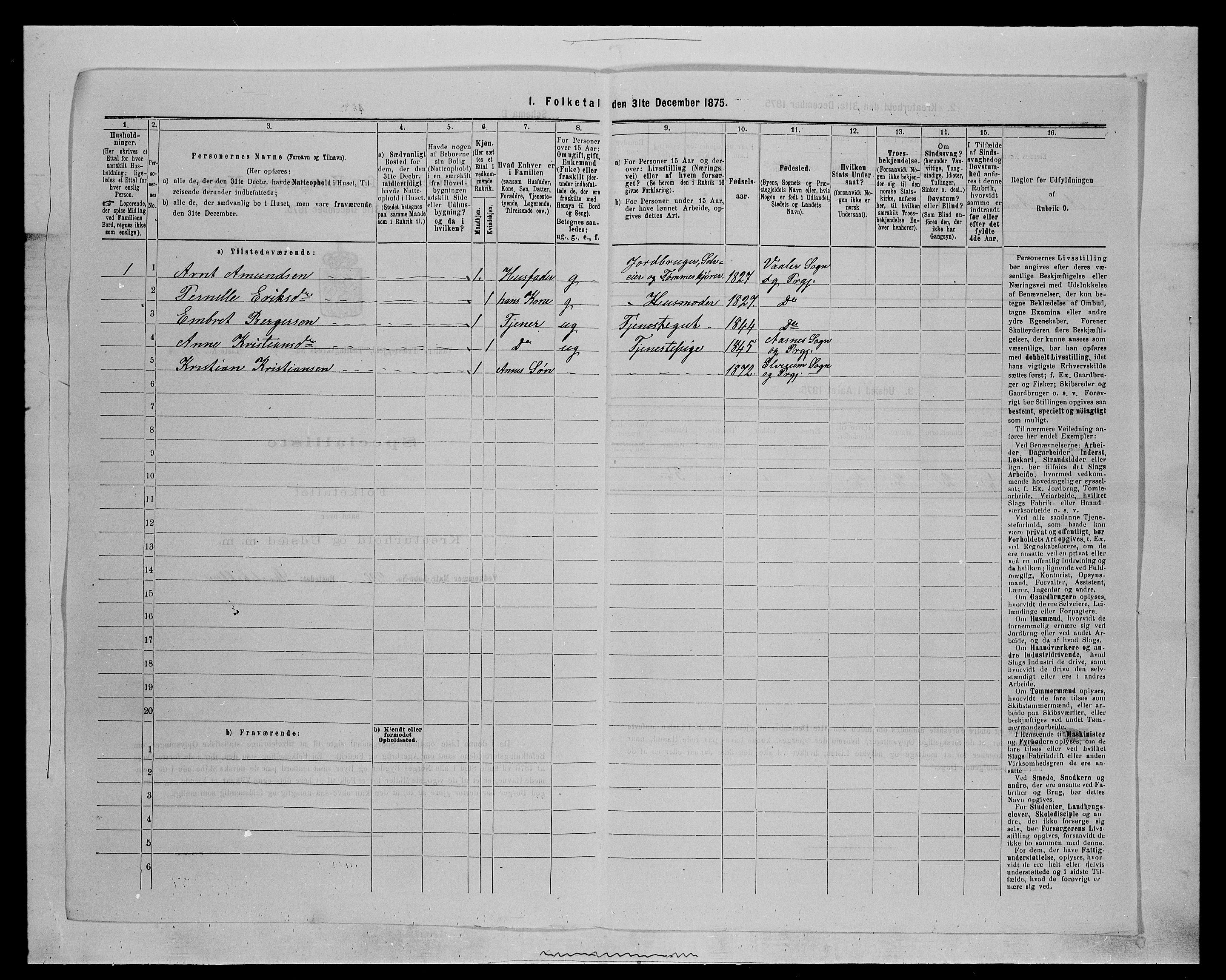 SAH, Folketelling 1875 for 0426P Våler prestegjeld (Hedmark), 1875, s. 1274