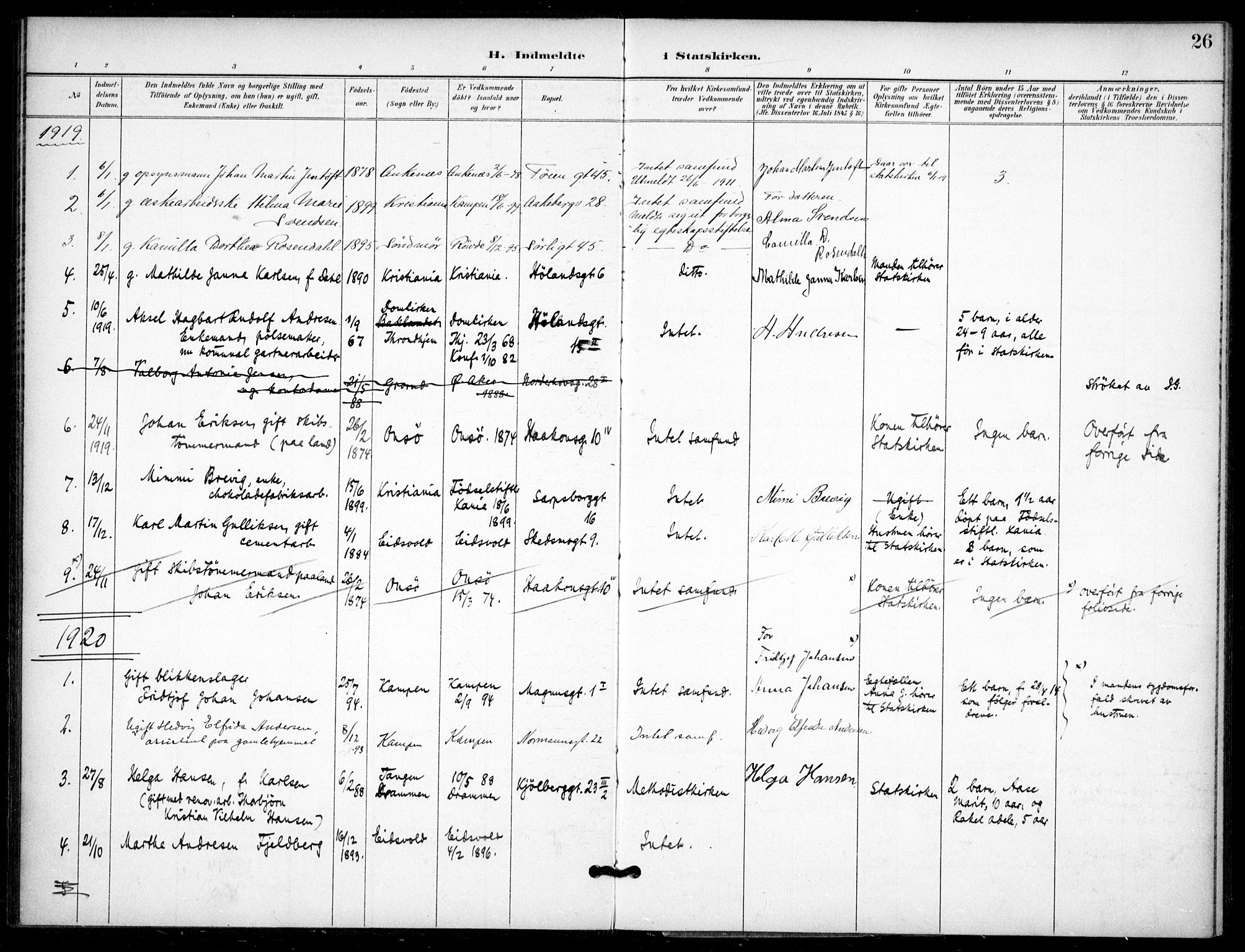 Kampen prestekontor Kirkebøker, AV/SAO-A-10853/F/Fb/L0003: Ministerialbok nr. II 3, 1896-1936, s. 26
