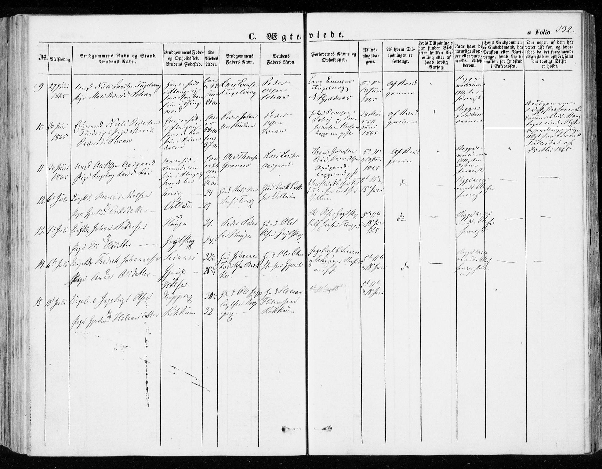 Ministerialprotokoller, klokkerbøker og fødselsregistre - Møre og Romsdal, SAT/A-1454/592/L1026: Ministerialbok nr. 592A04, 1849-1867, s. 332