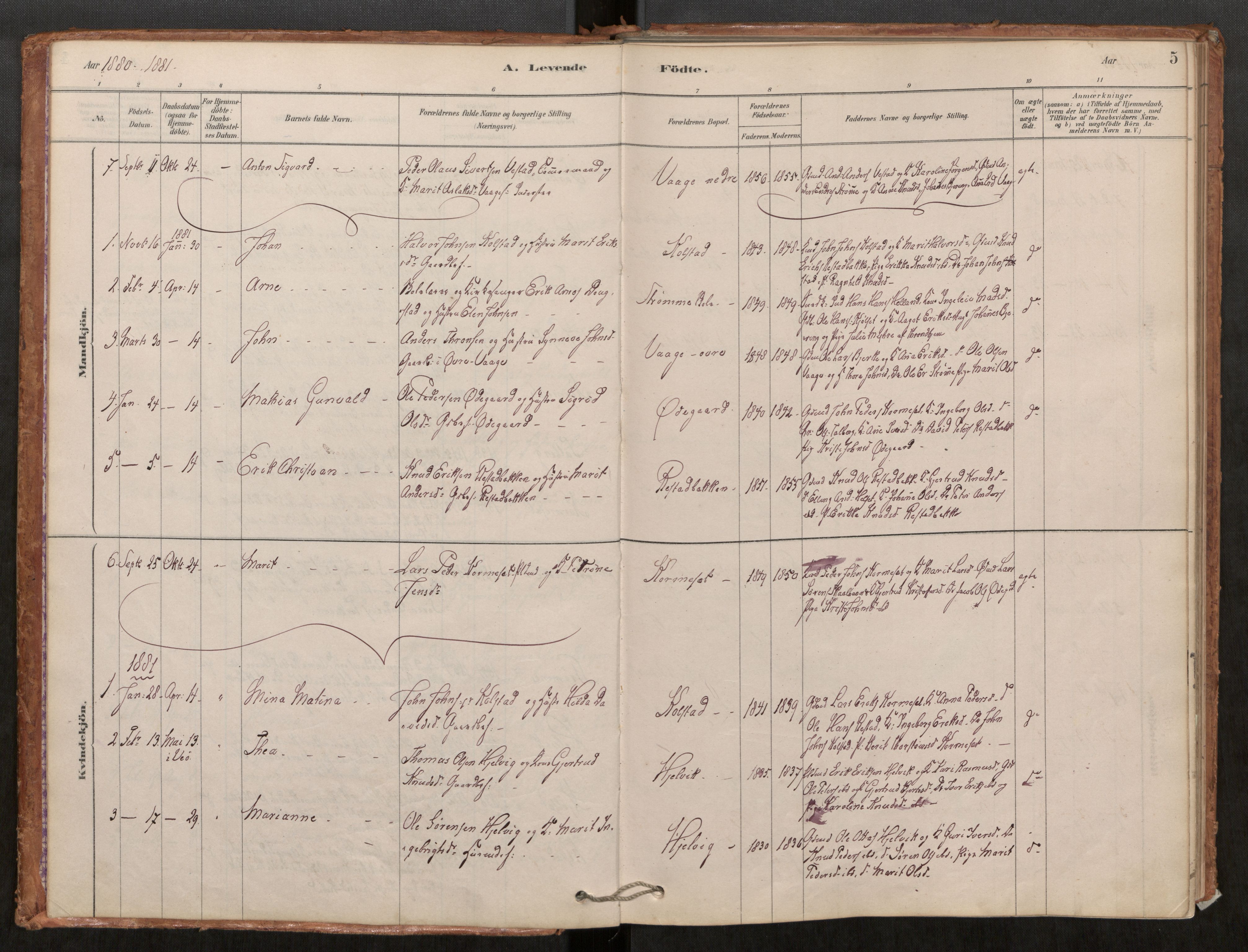 Ministerialprotokoller, klokkerbøker og fødselsregistre - Møre og Romsdal, SAT/A-1454/550/L0621: Ministerialbok nr. 550A01, 1878-1915, s. 5