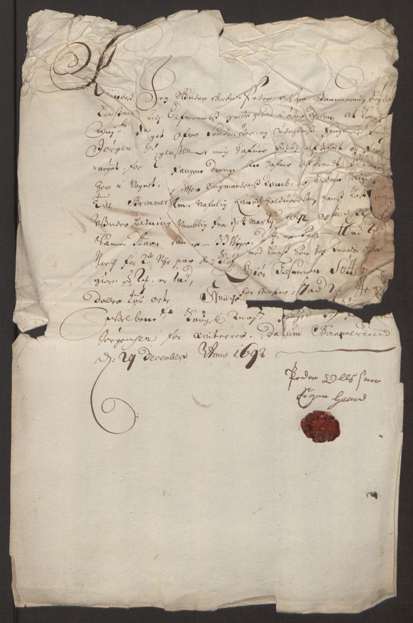 Rentekammeret inntil 1814, Reviderte regnskaper, Fogderegnskap, AV/RA-EA-4092/R13/L0830: Fogderegnskap Solør, Odal og Østerdal, 1692, s. 319