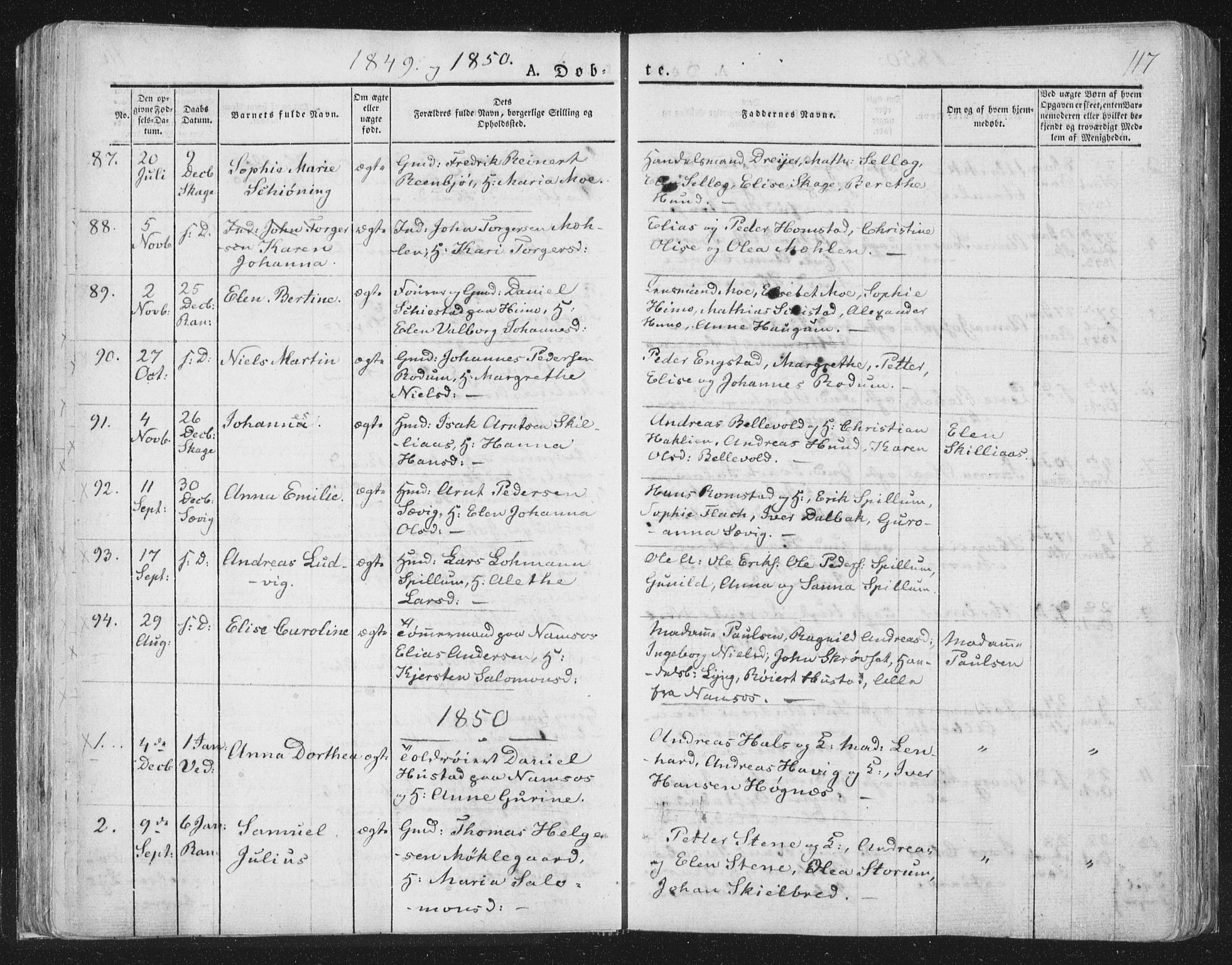 Ministerialprotokoller, klokkerbøker og fødselsregistre - Nord-Trøndelag, SAT/A-1458/764/L0551: Ministerialbok nr. 764A07a, 1824-1864, s. 117