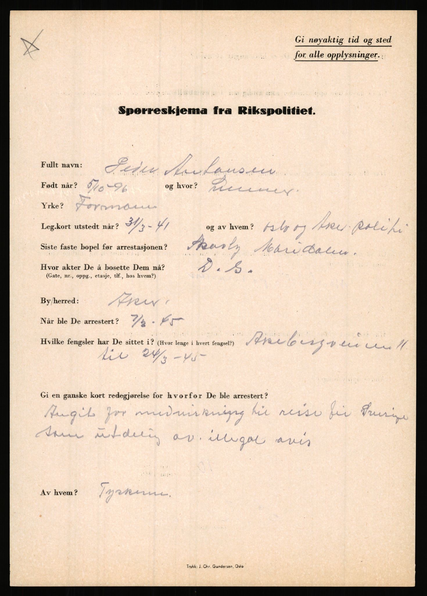 Rikspolitisjefen, AV/RA-S-1560/L/L0001: Abelseth, Rudolf - Berentsen, Odd, 1940-1945, s. 787