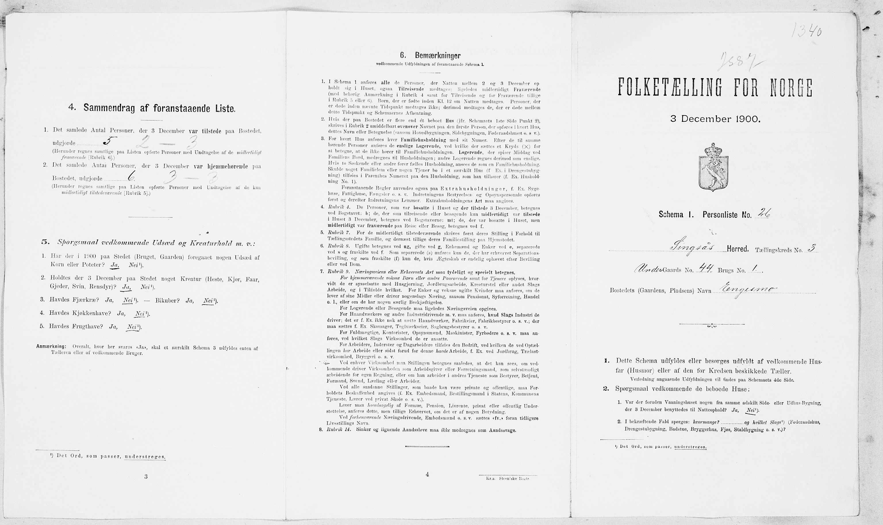 SAT, Folketelling 1900 for 1646 Singsås herred, 1900, s. 26