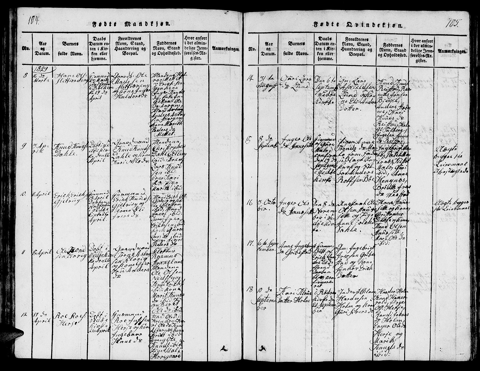 Ministerialprotokoller, klokkerbøker og fødselsregistre - Møre og Romsdal, AV/SAT-A-1454/547/L0610: Klokkerbok nr. 547C01, 1818-1839, s. 104-105