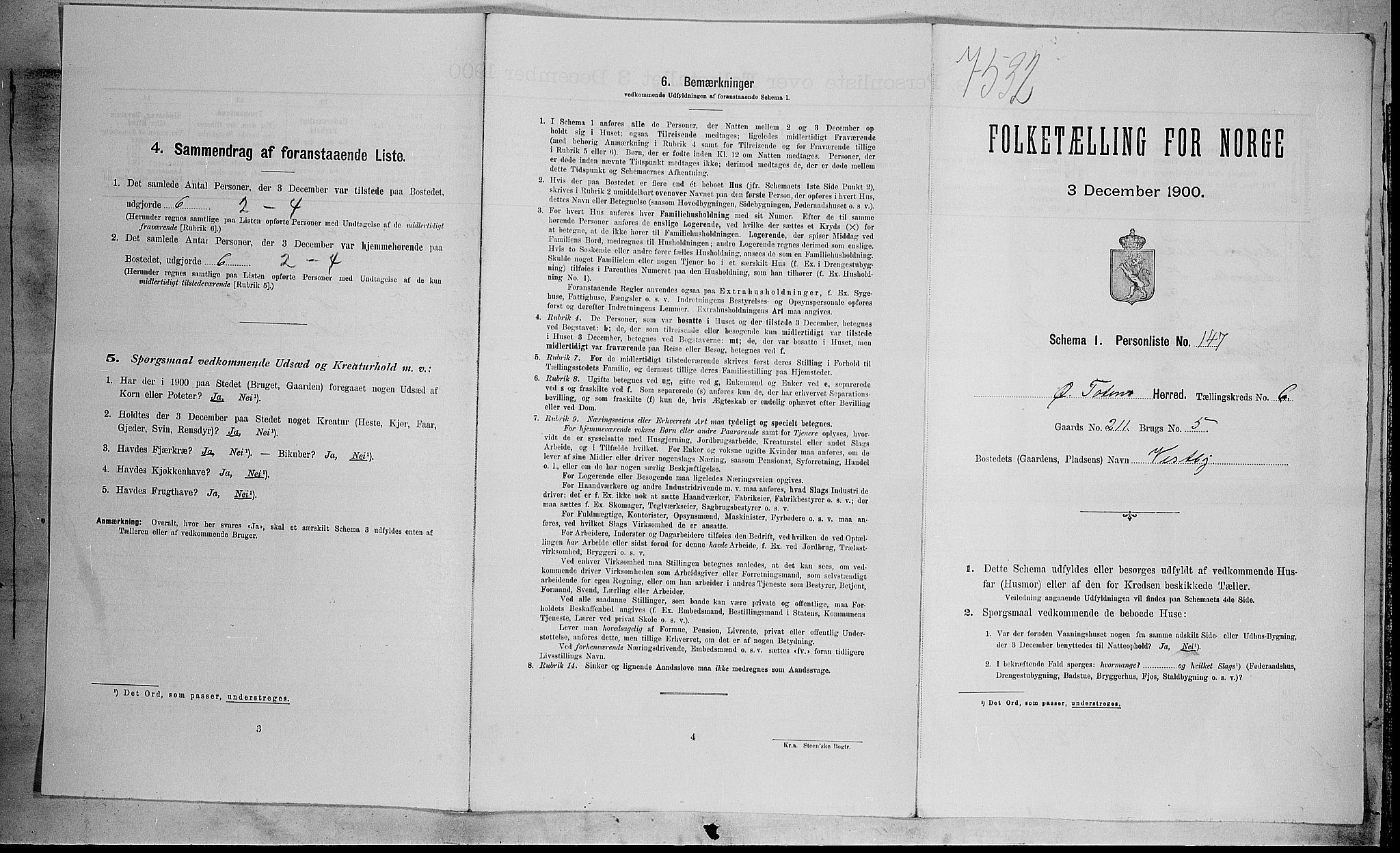 SAH, Folketelling 1900 for 0528 Østre Toten herred, 1900, s. 1685