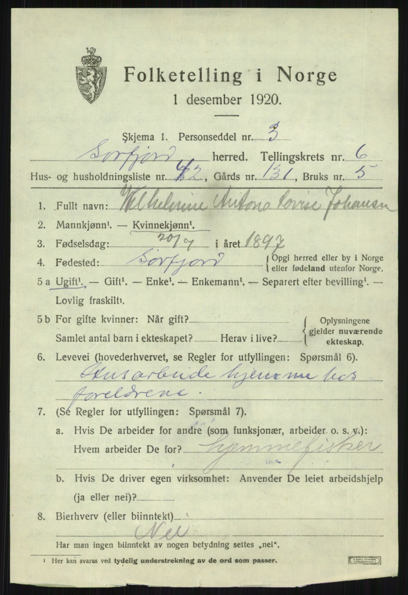 SATØ, Folketelling 1920 for 1937 Sørfjord herred, 1920, s. 2722