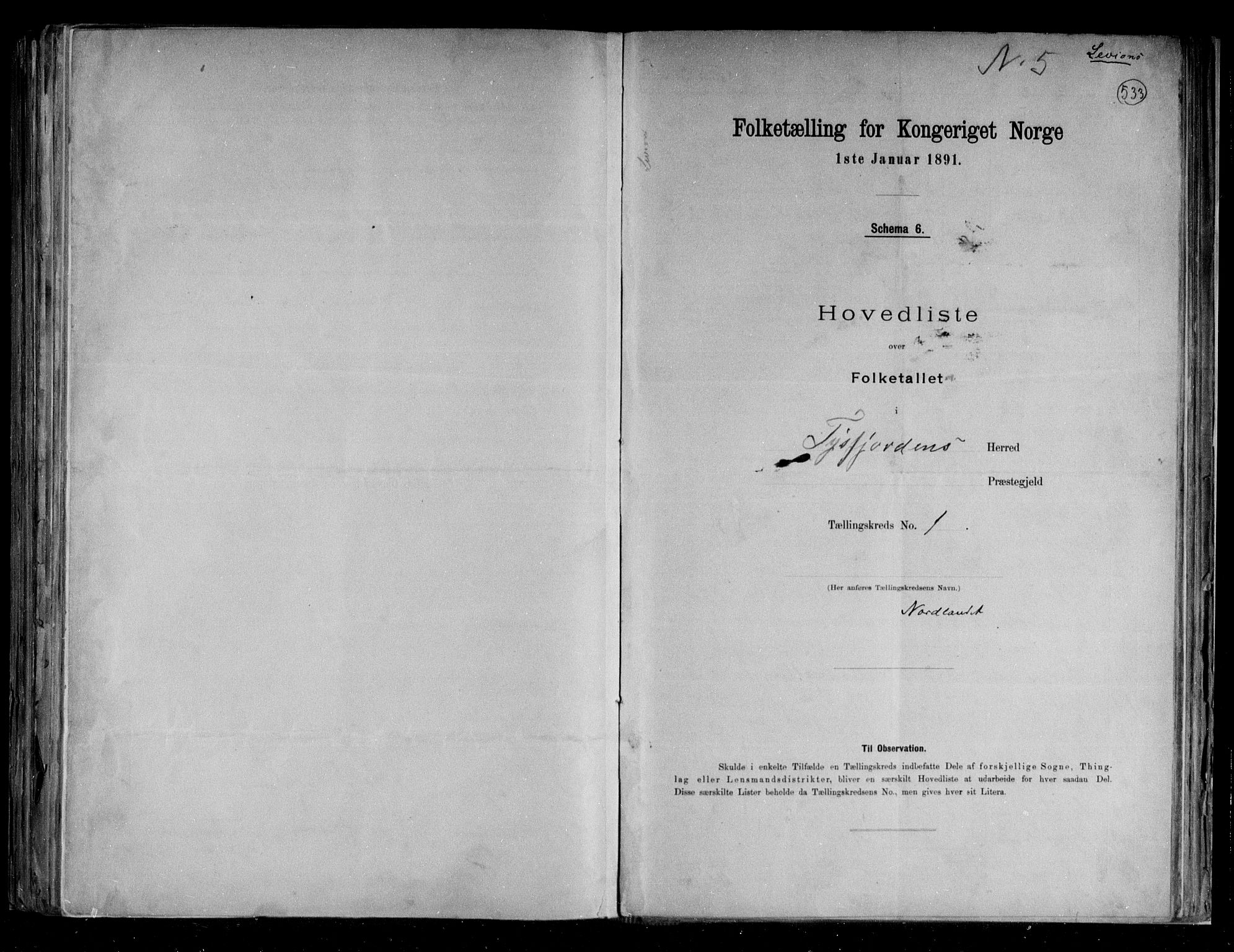 RA, Folketelling 1891 for 1850 Tysfjord herred, 1891, s. 4