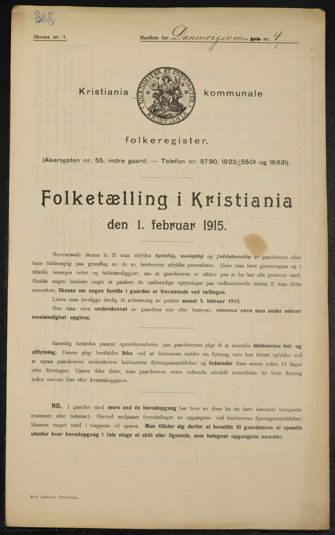 OBA, Kommunal folketelling 1.2.1915 for Kristiania, 1915, s. 15052