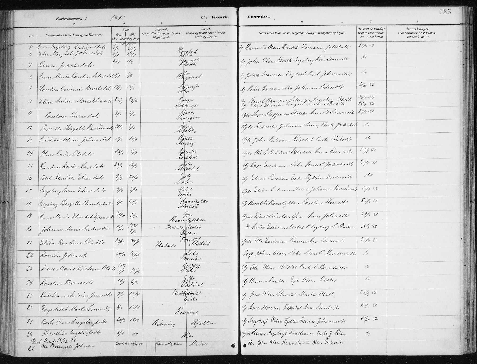 Ministerialprotokoller, klokkerbøker og fødselsregistre - Møre og Romsdal, AV/SAT-A-1454/515/L0215: Klokkerbok nr. 515C02, 1884-1906, s. 135