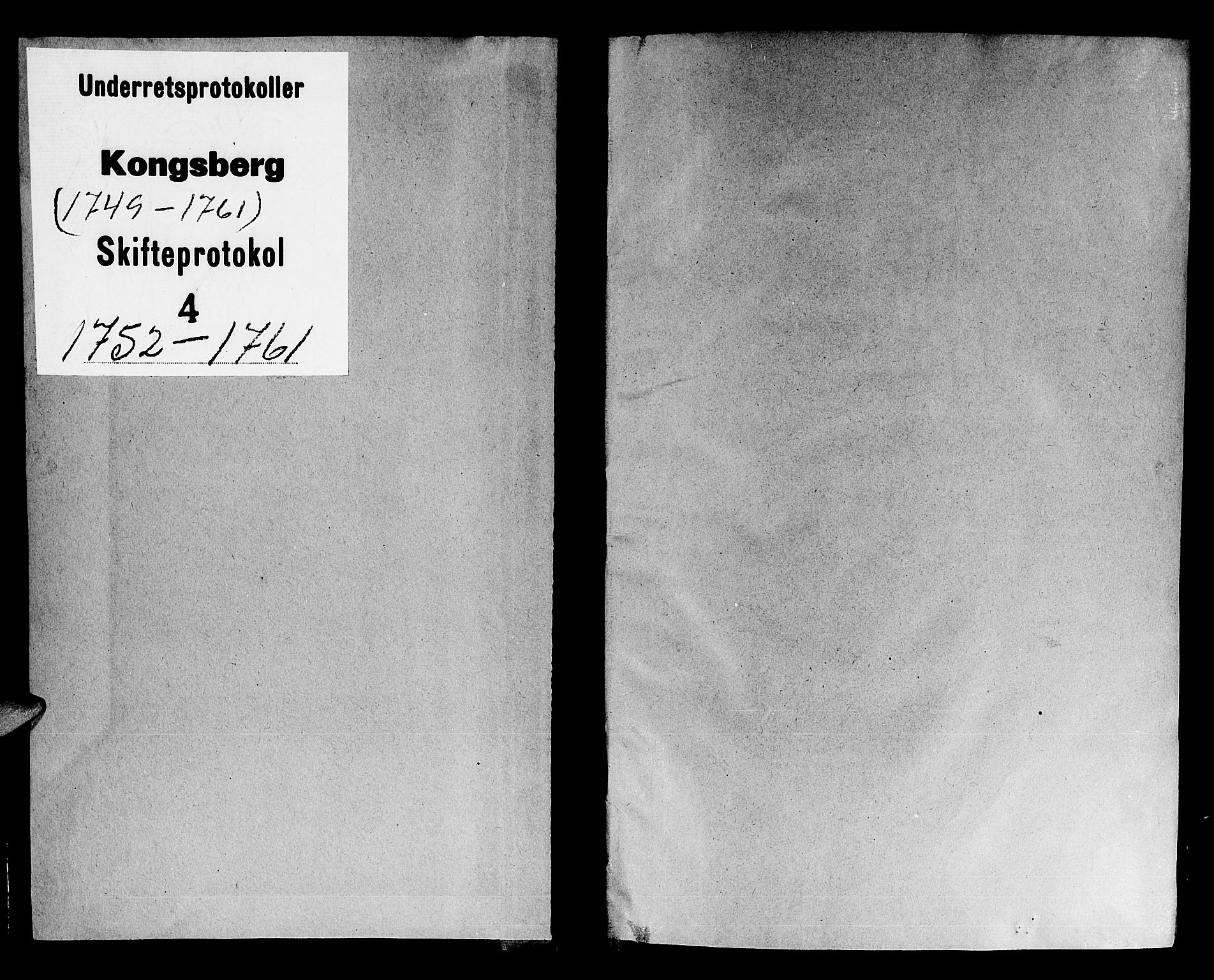 Kongsberg byfogd, SAKO/A-84/H/Hb/L0004: Skifteprotokoll, 1752-1762