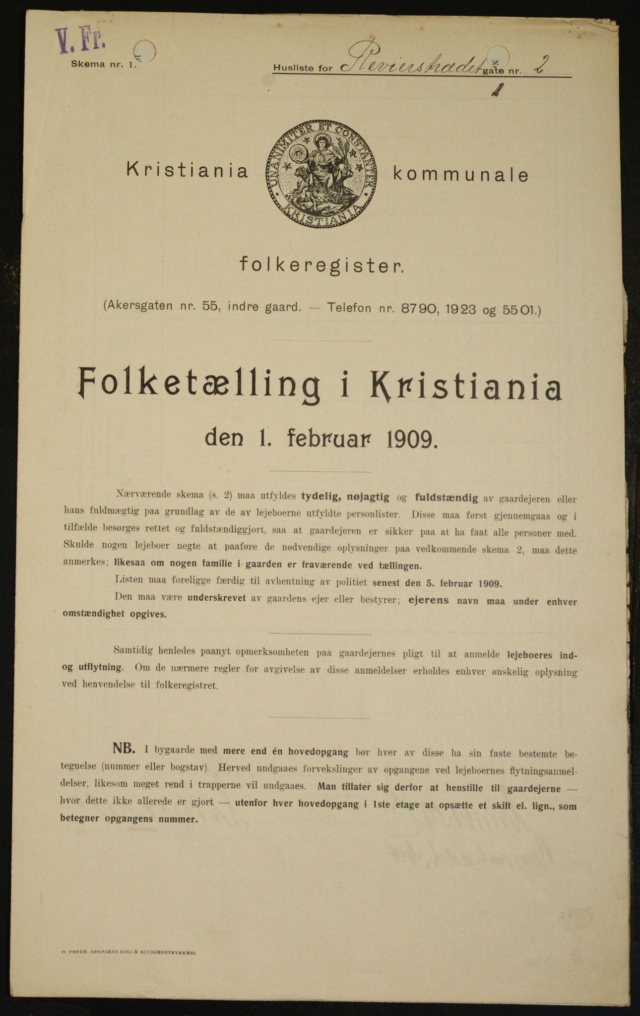OBA, Kommunal folketelling 1.2.1909 for Kristiania kjøpstad, 1909, s. 75128