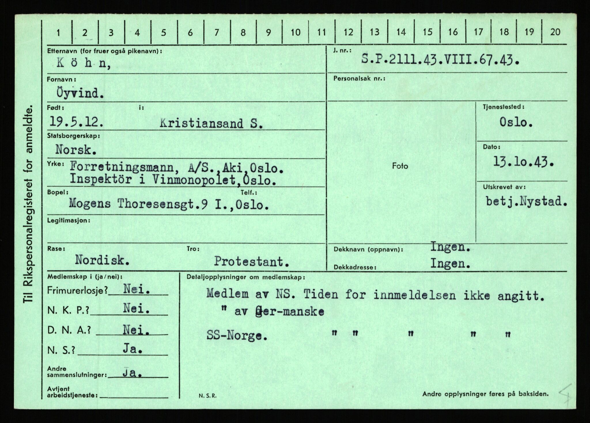 Statspolitiet - Hovedkontoret / Osloavdelingen, AV/RA-S-1329/C/Ca/L0009: Knutsen - Limstrand, 1943-1945, s. 2470