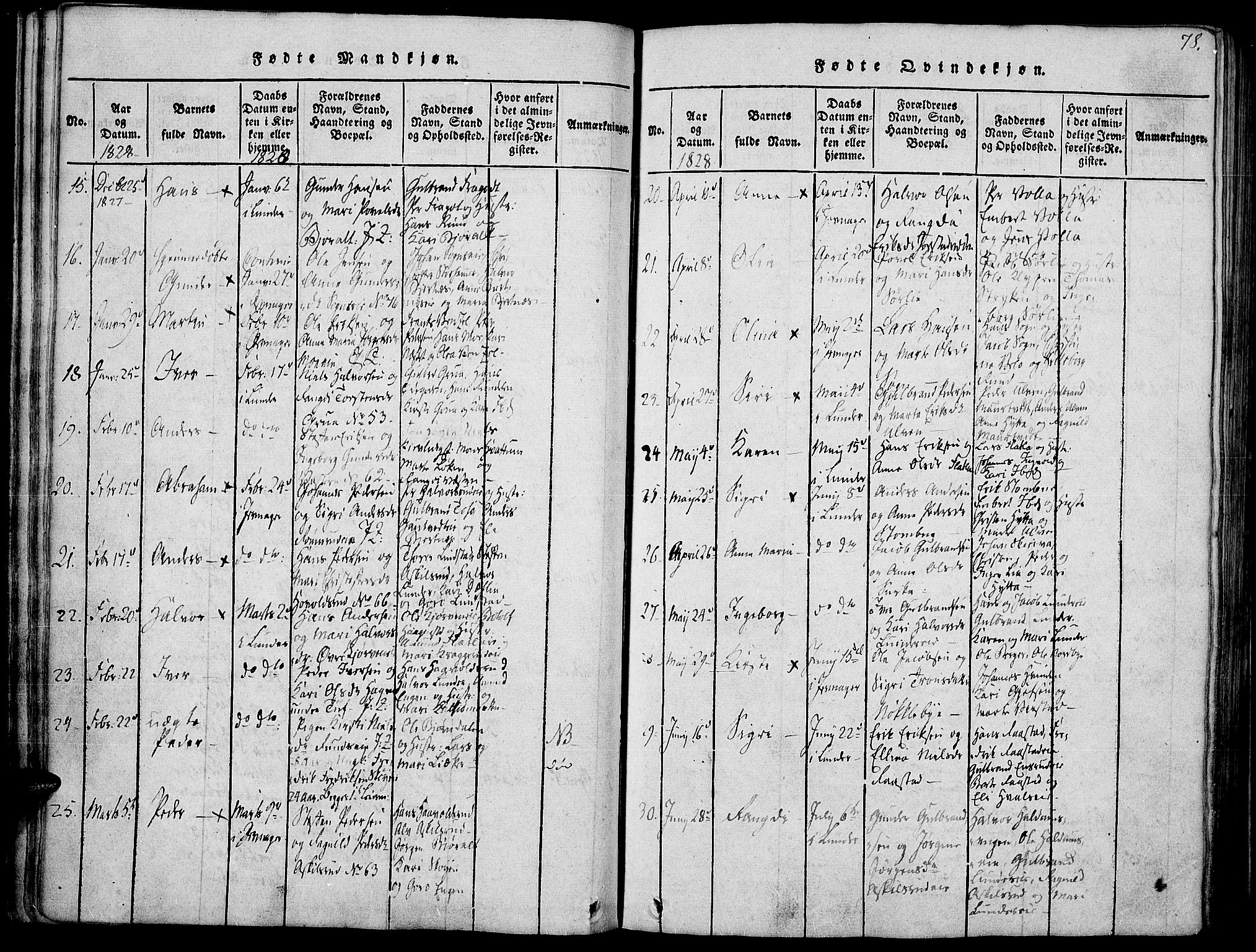 Jevnaker prestekontor, AV/SAH-PREST-116/H/Ha/Haa/L0005: Ministerialbok nr. 5, 1815-1837, s. 78