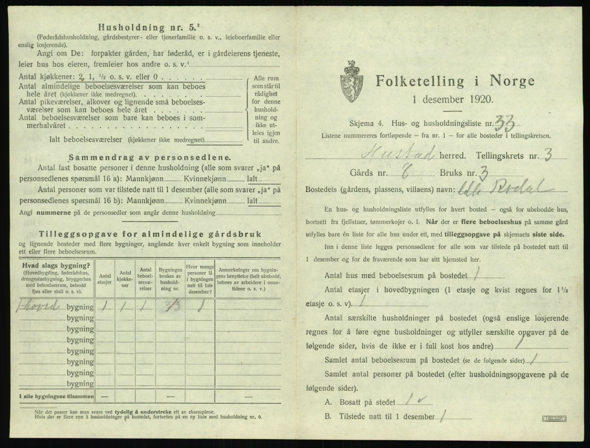 SAT, Folketelling 1920 for 1550 Hustad herred, 1920, s. 363