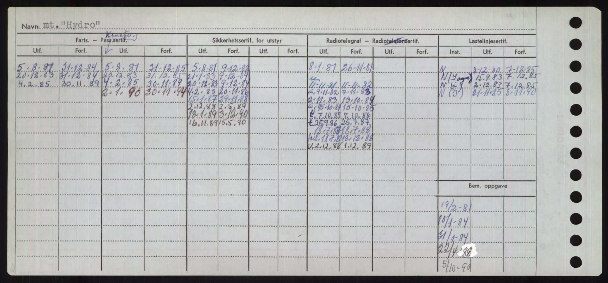 Sjøfartsdirektoratet med forløpere, Skipsmålingen, RA/S-1627/H/Ha/L0003/0001: Fartøy, Hilm-Mar / Fartøy, Hilm-Kol, s. 168