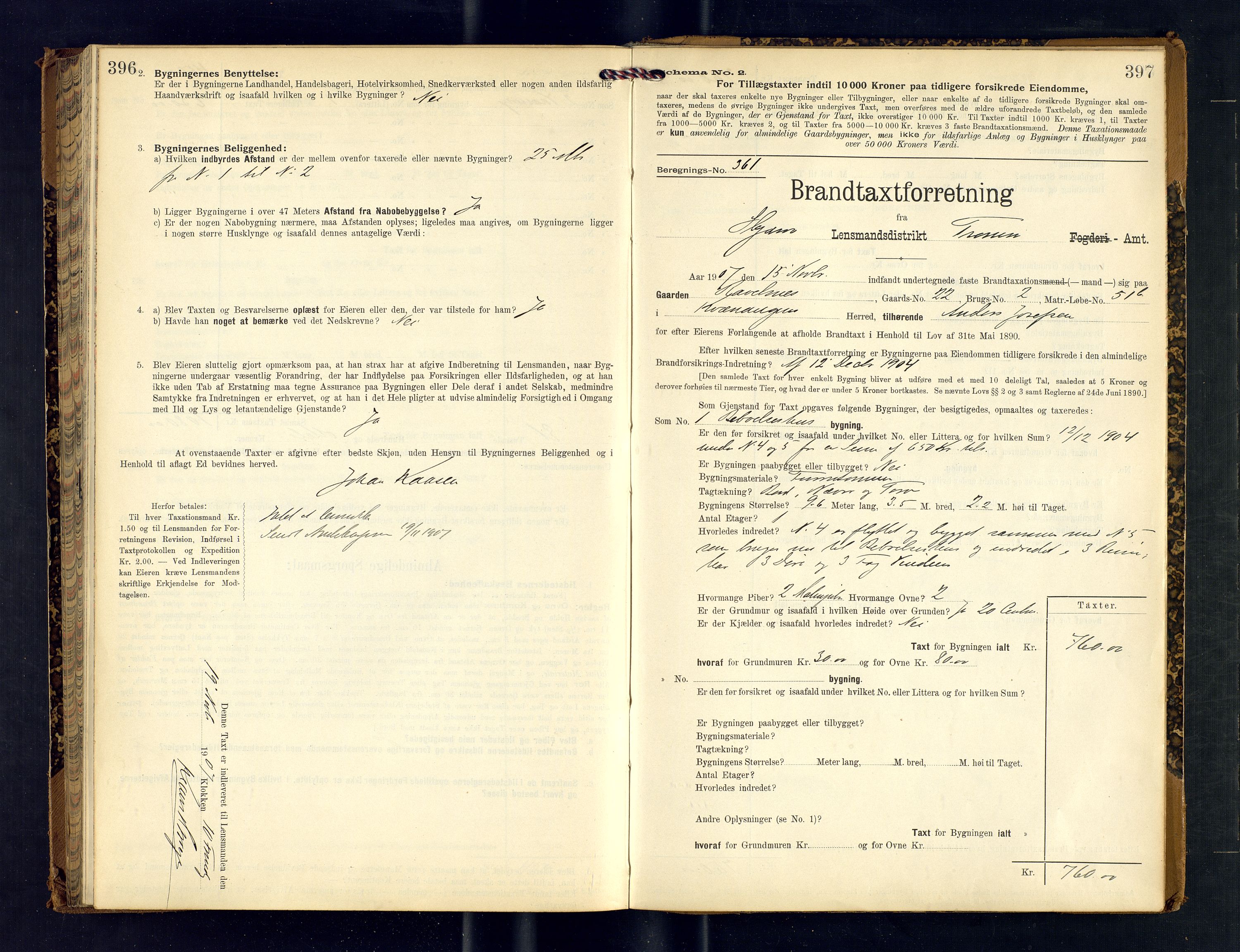 Skjervøy lensmannskontor, SATØ/SATØ-63/F/Fu/Fub/L0245: Branntakstprotokoll (S), 1903-1907, s. 396-397