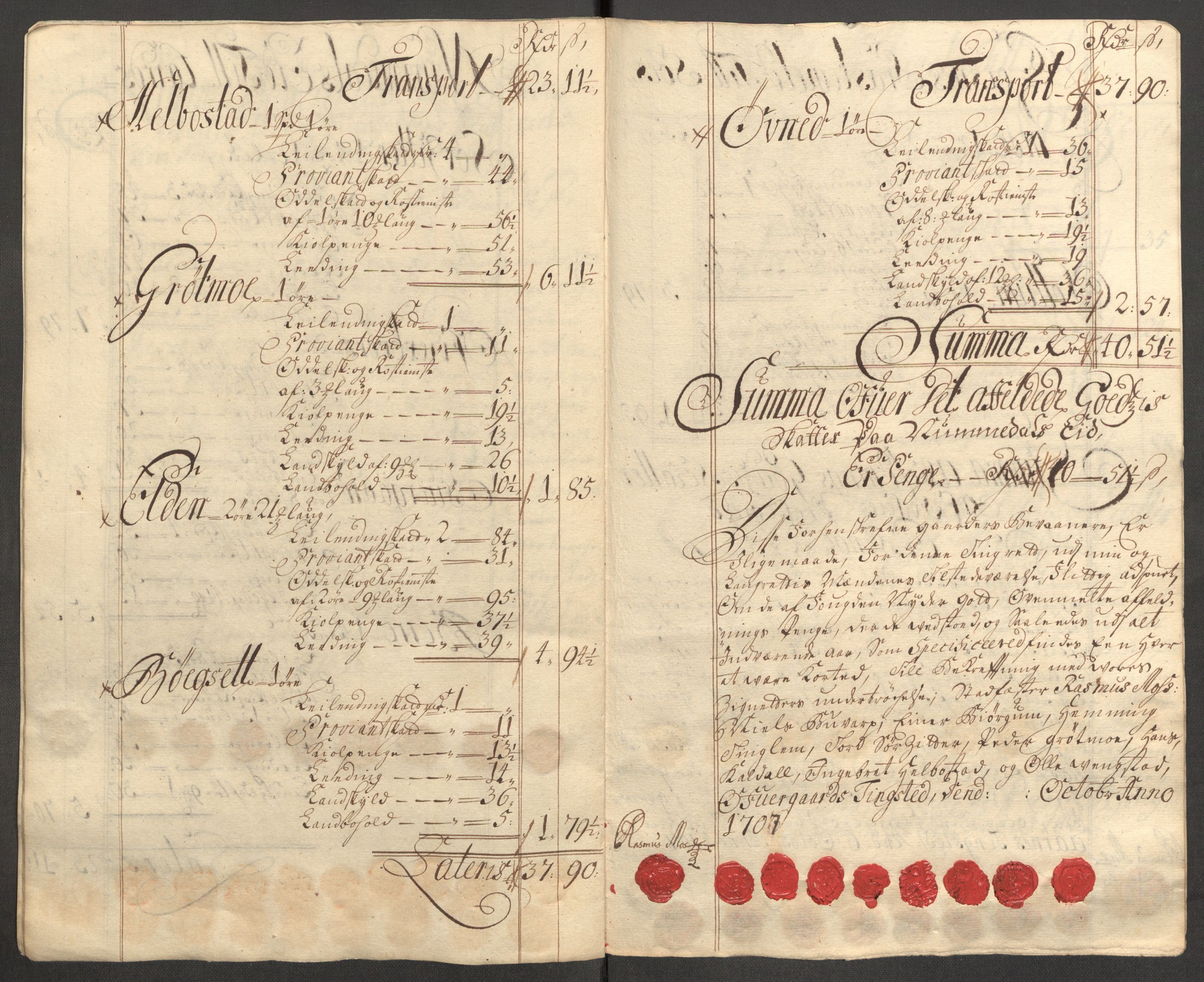 Rentekammeret inntil 1814, Reviderte regnskaper, Fogderegnskap, RA/EA-4092/R64/L4430: Fogderegnskap Namdal, 1707-1708, s. 194