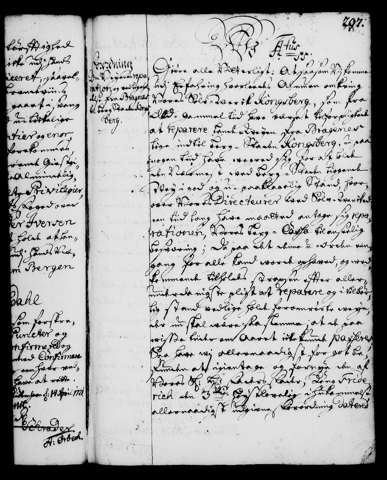 Rentekammeret, Kammerkanselliet, AV/RA-EA-3111/G/Gg/Gga/L0001: Norsk ekspedisjonsprotokoll med register (merket RK 53.1), 1720-1723, s. 297