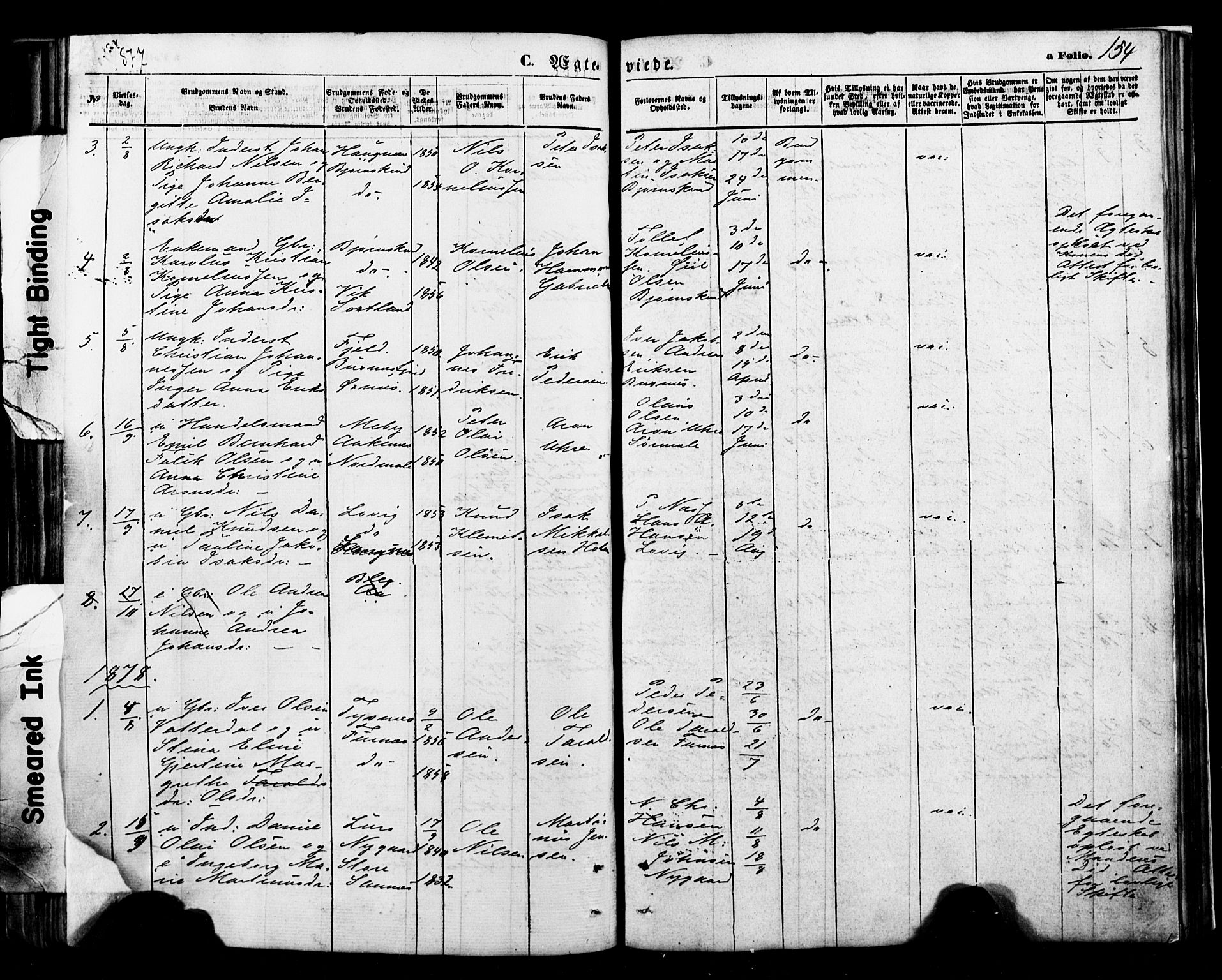 Ministerialprotokoller, klokkerbøker og fødselsregistre - Nordland, AV/SAT-A-1459/898/L1421: Ministerialbok nr. 898A01, 1866-1886, s. 154