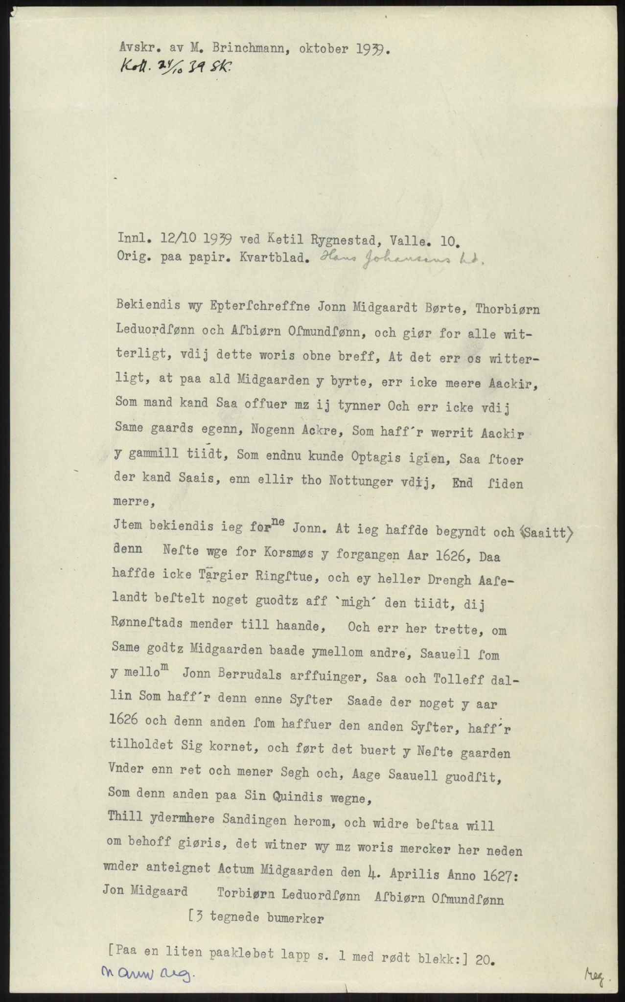 Samlinger til kildeutgivelse, Diplomavskriftsamlingen, AV/RA-EA-4053/H/Ha, s. 1692