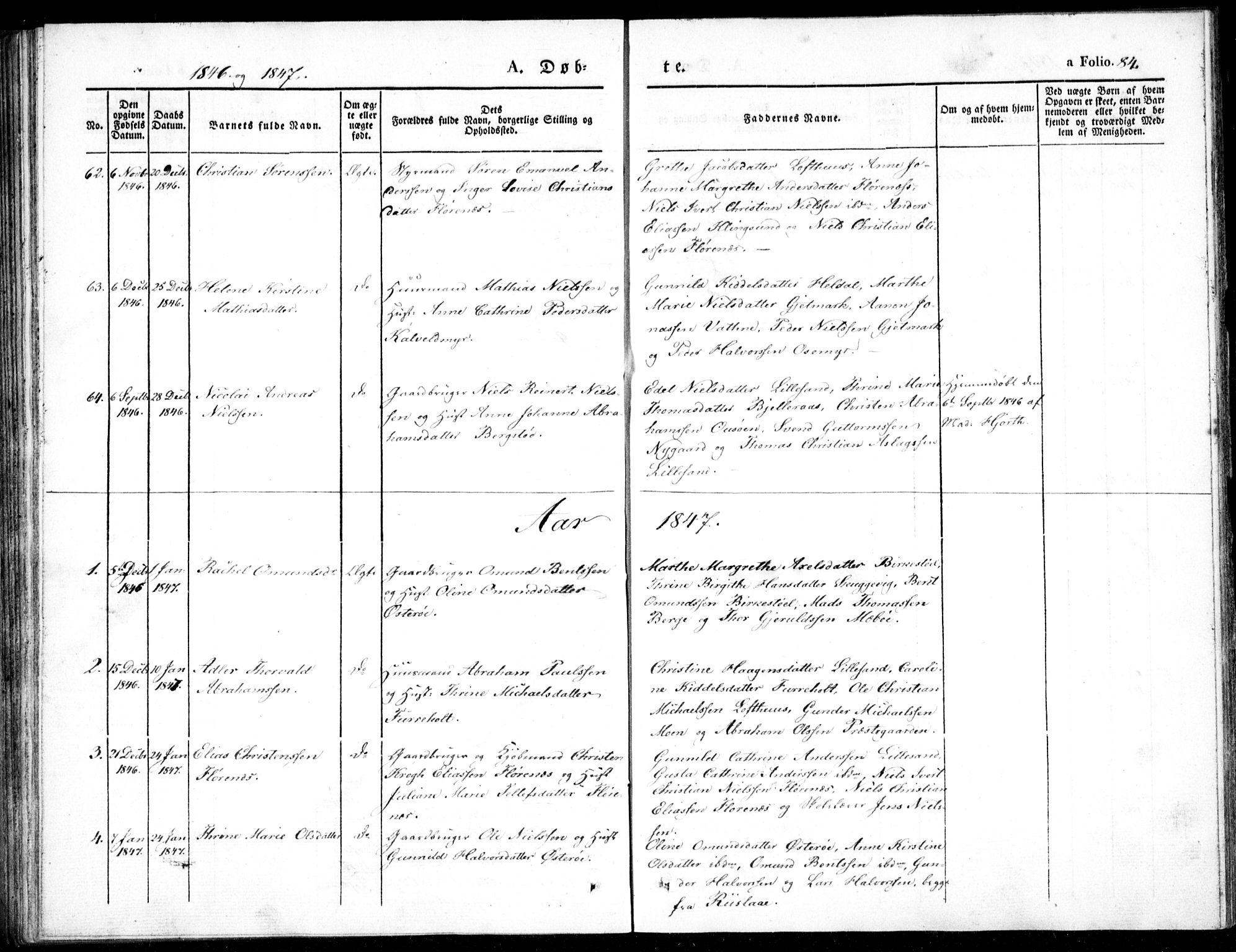 Vestre Moland sokneprestkontor, AV/SAK-1111-0046/F/Fb/Fbb/L0002: Klokkerbok nr. B 2, 1836-1851, s. 84
