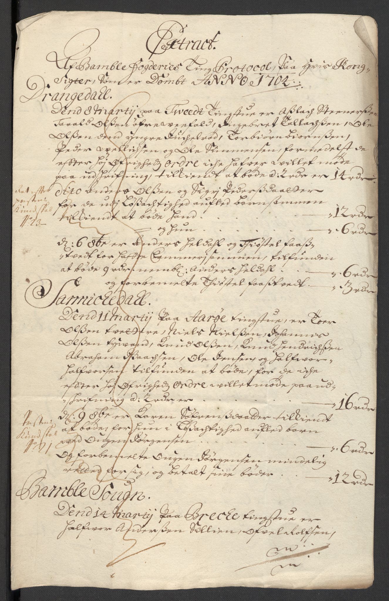 Rentekammeret inntil 1814, Reviderte regnskaper, Fogderegnskap, AV/RA-EA-4092/R36/L2112: Fogderegnskap Øvre og Nedre Telemark og Bamble, 1704, s. 44