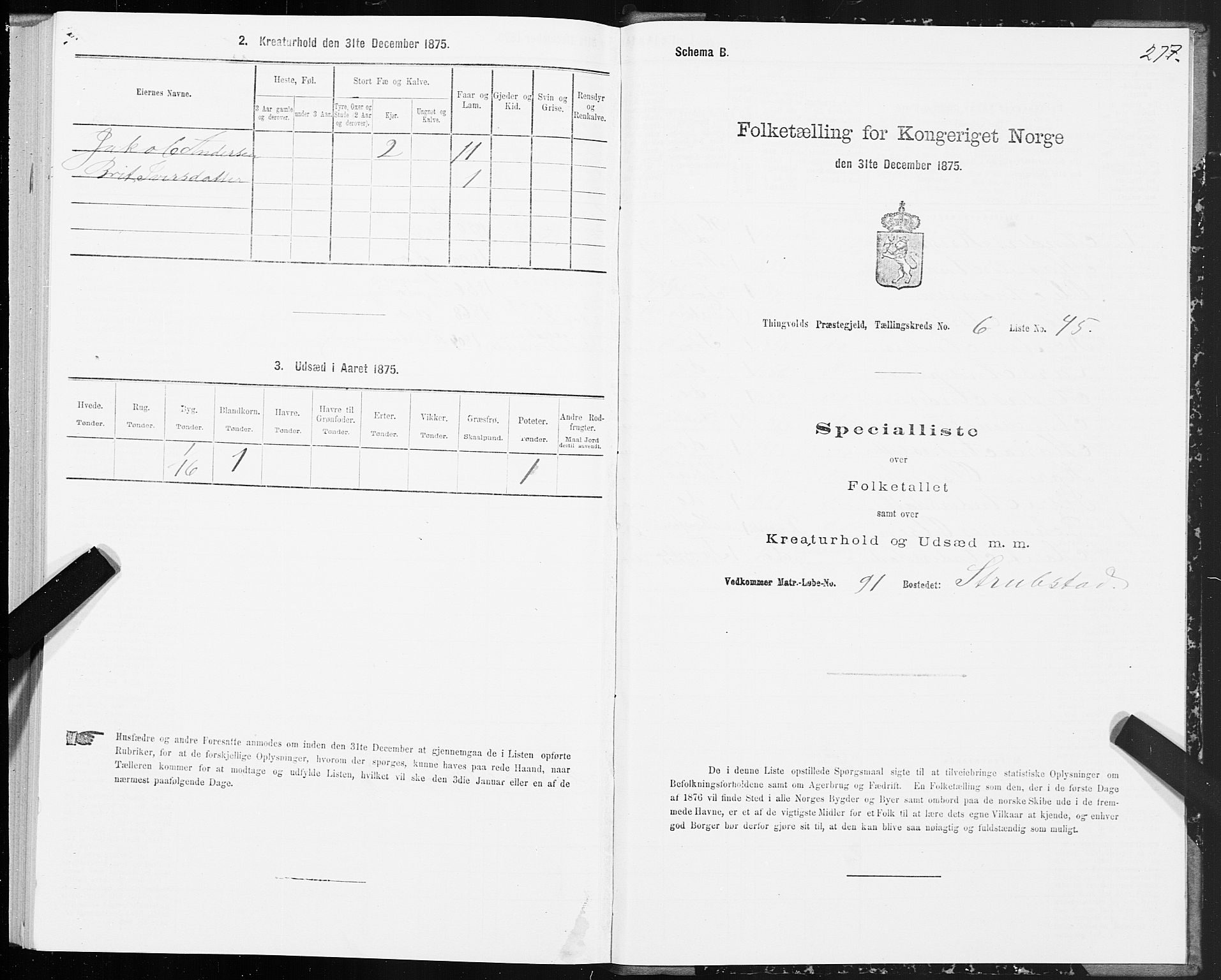 SAT, Folketelling 1875 for 1560P Tingvoll prestegjeld, 1875, s. 2277