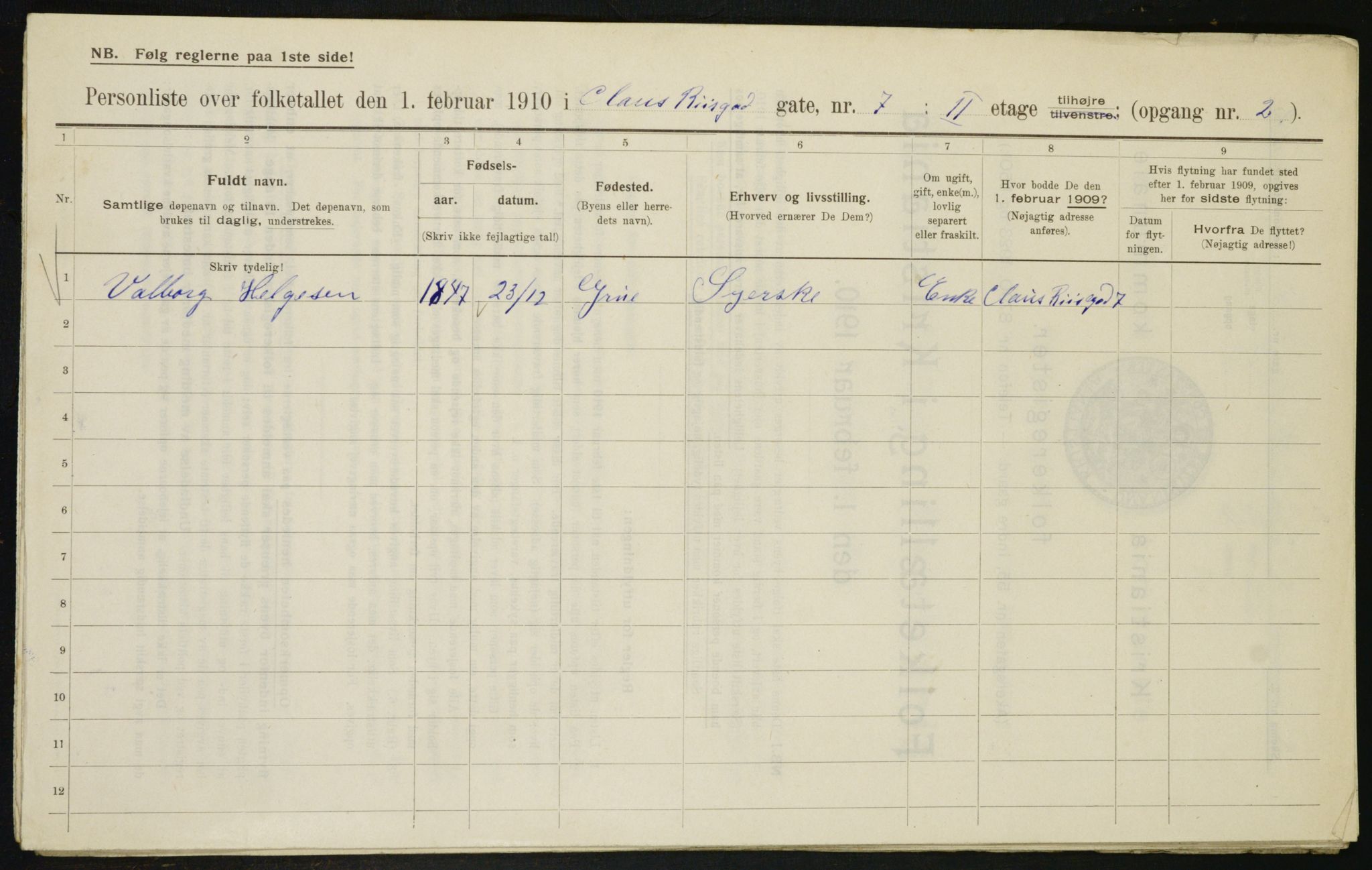 OBA, Kommunal folketelling 1.2.1910 for Kristiania, 1910, s. 12205