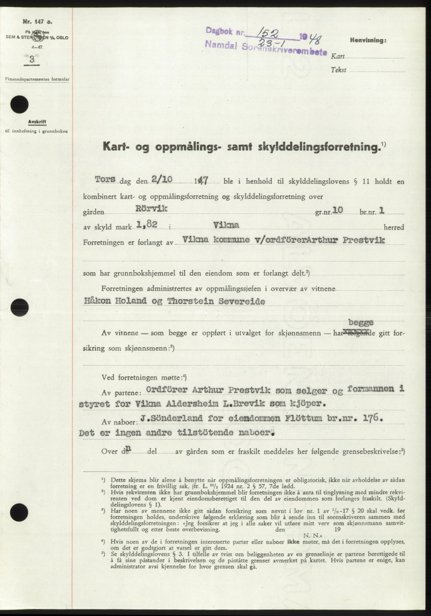 Namdal sorenskriveri, SAT/A-4133/1/2/2C: Pantebok nr. -, 1947-1948, Dagboknr: 152/1948