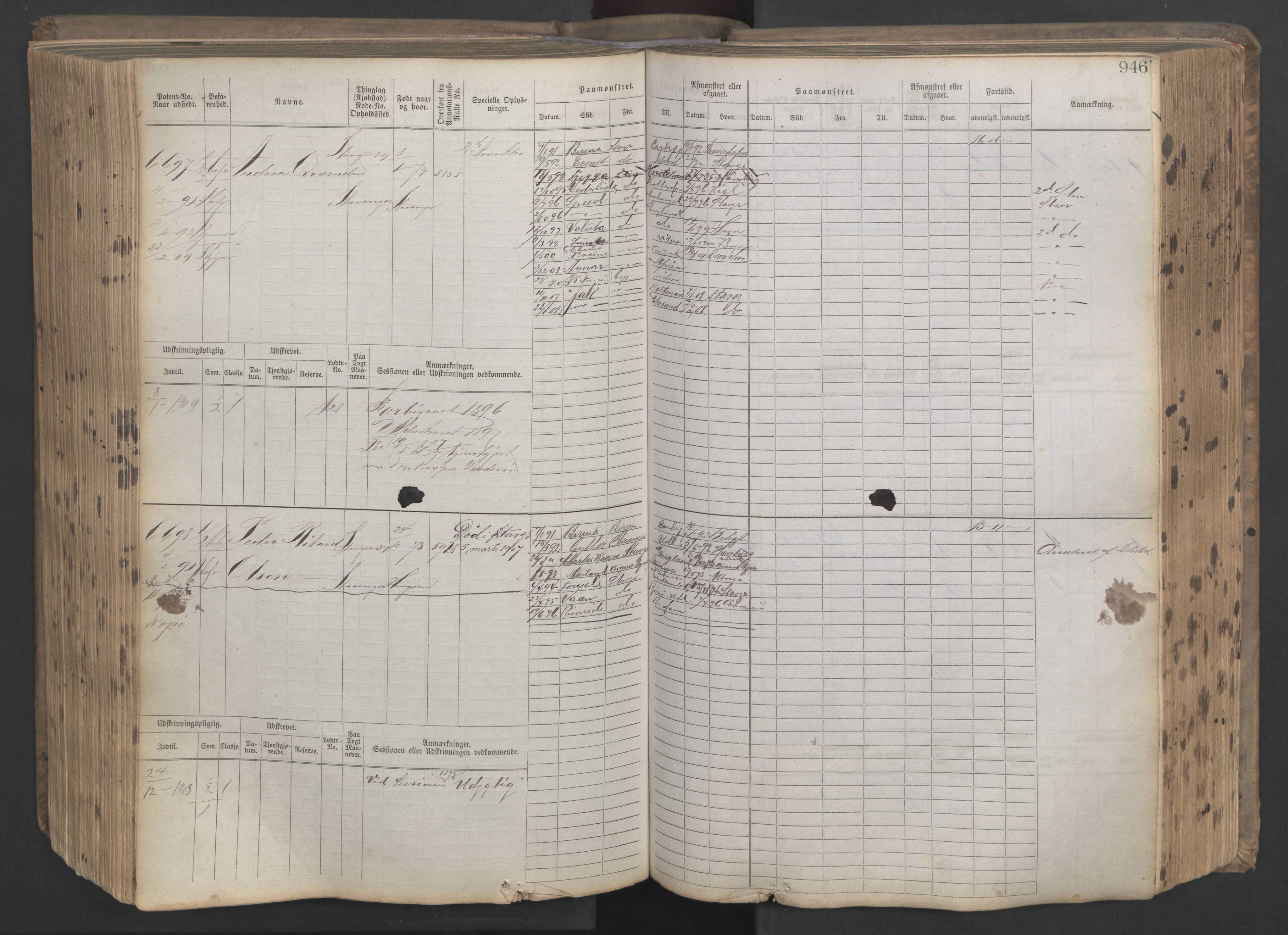 Stavanger sjømannskontor, AV/SAST-A-102006/F/Fb/Fbb/L0021: Sjøfartshovedrulle patnentnr. 6005-7204 (dublett), 1887, s. 351