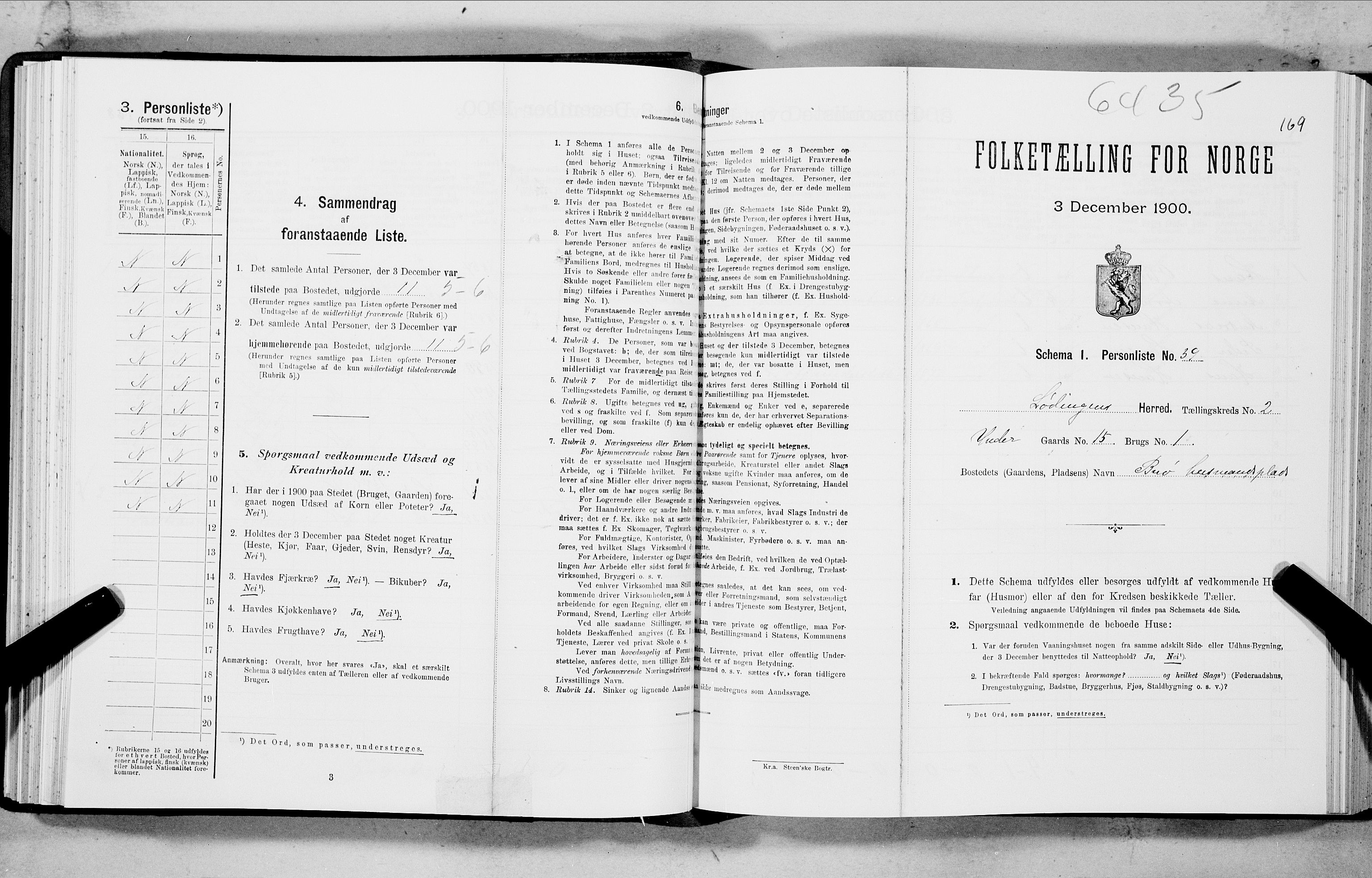 SAT, Folketelling 1900 for 1851 Lødingen herred, 1900, s. 169