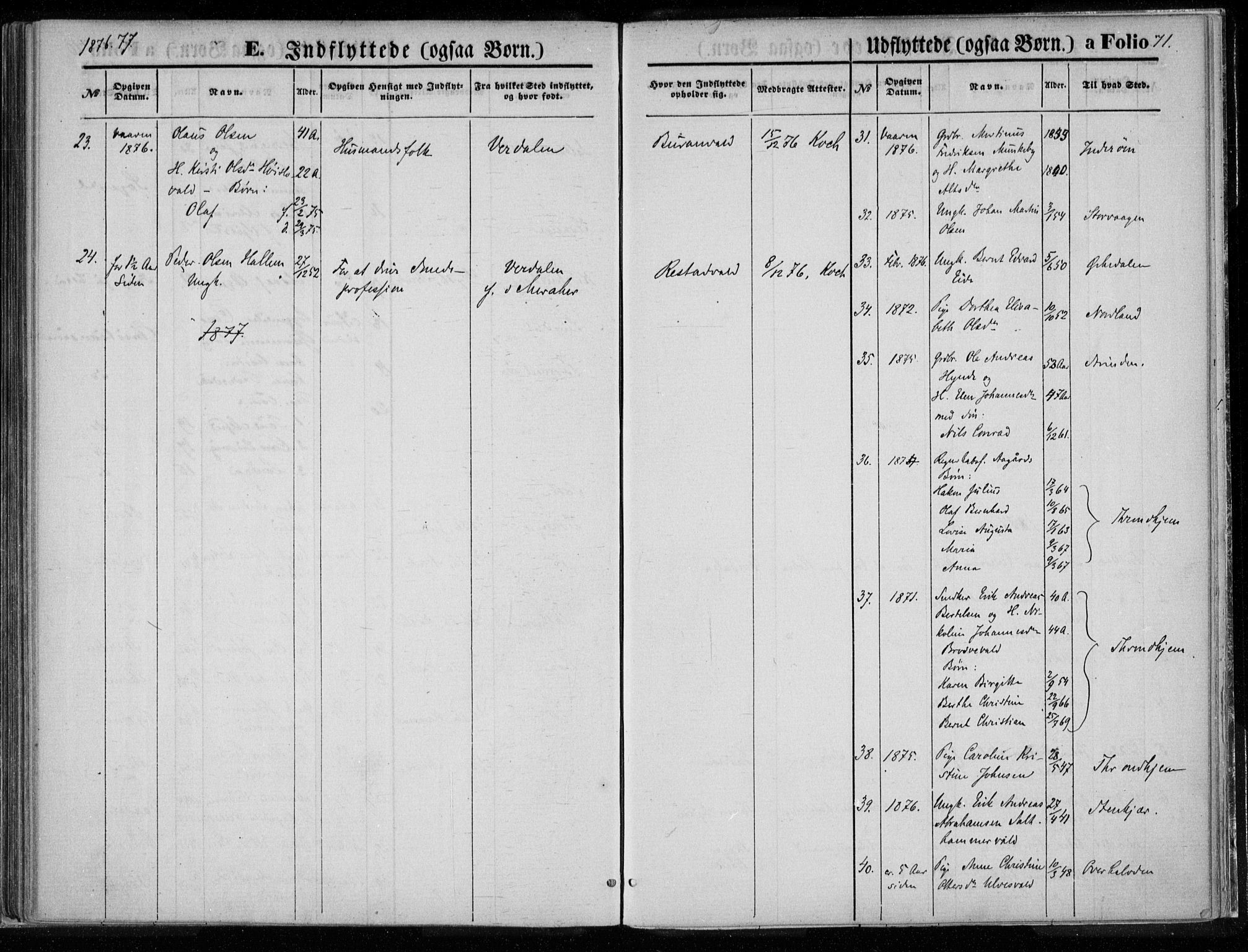 Ministerialprotokoller, klokkerbøker og fødselsregistre - Nord-Trøndelag, AV/SAT-A-1458/720/L0187: Ministerialbok nr. 720A04 /1, 1875-1879, s. 71