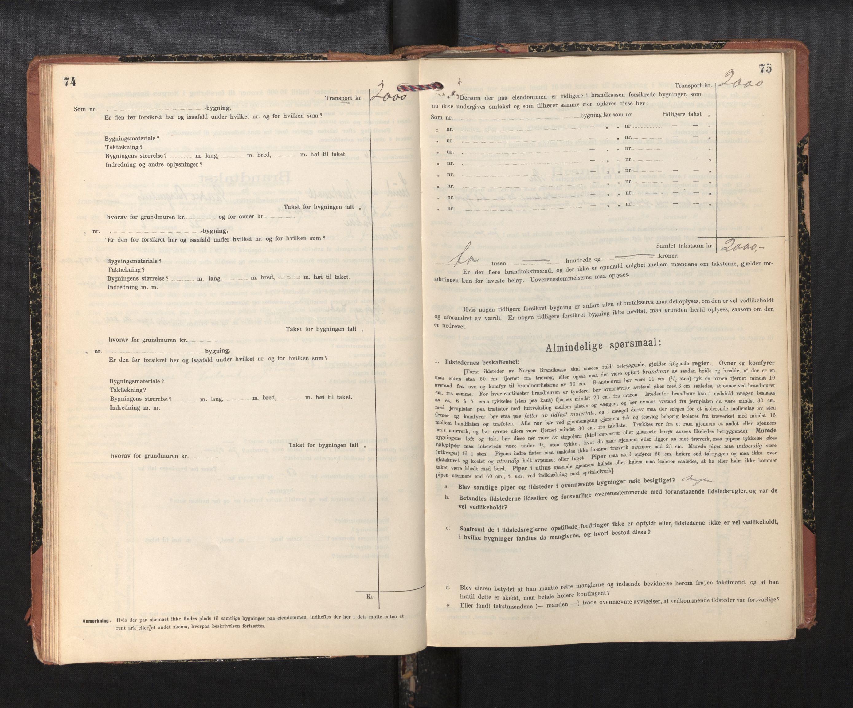 Lensmannen i Sund og Austevoll, AV/SAB-A-35201/0012/L0004: Branntakstprotokoll, skjematakst, 1917-1949, s. 74-75