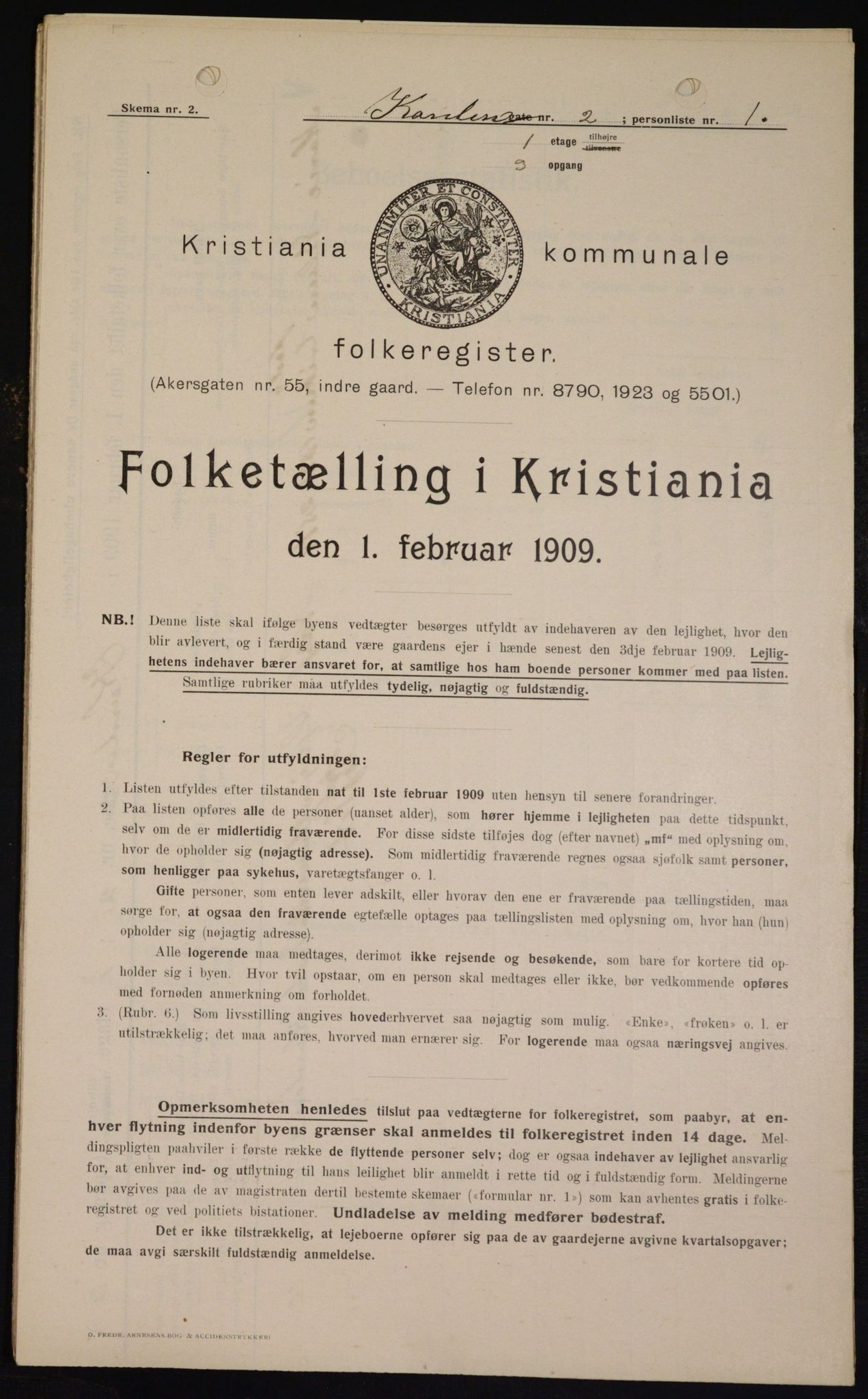 OBA, Kommunal folketelling 1.2.1909 for Kristiania kjøpstad, 1909, s. 43971